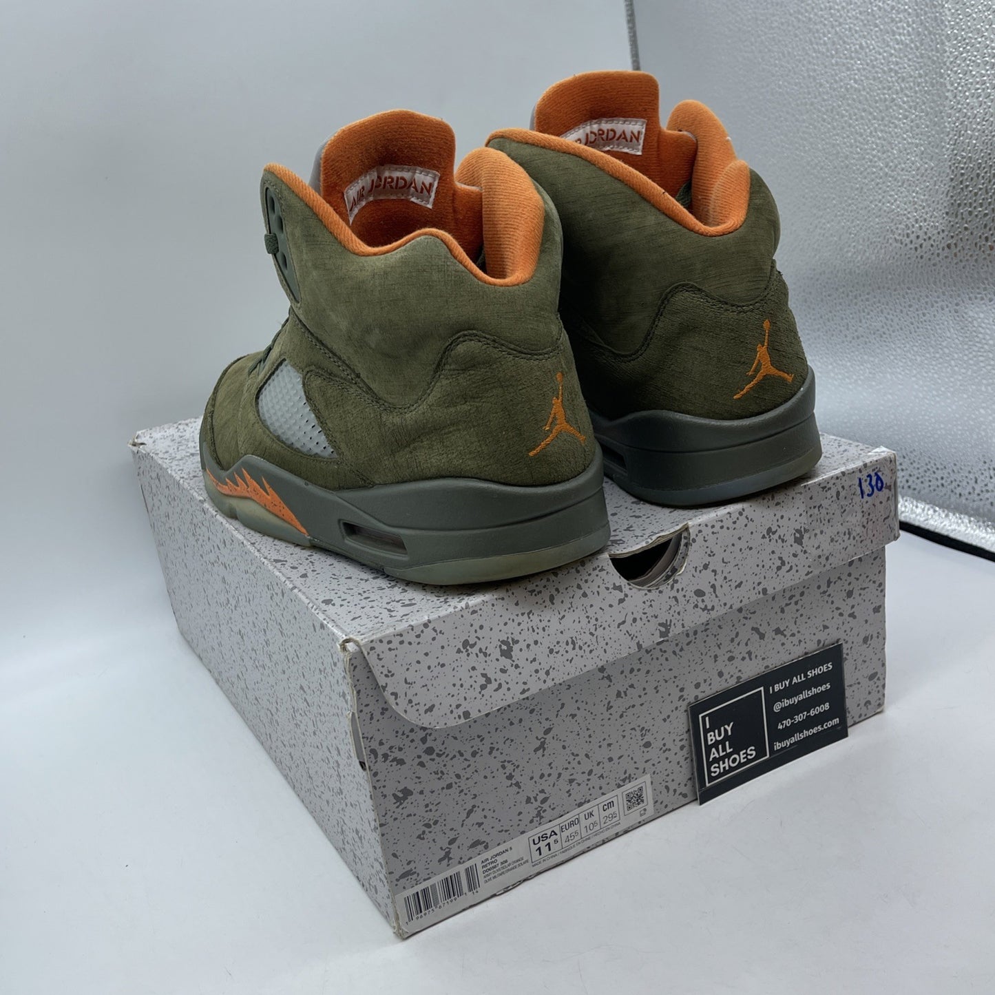 Size 11.5 - Air Jordan 5 Retro 2024 Olive Green Orange Suede (DD0587-308)