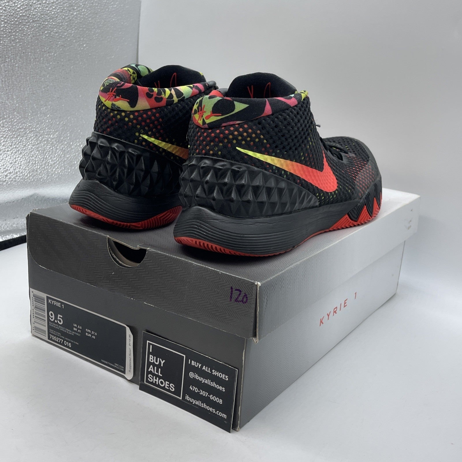 Size 9.5 - Nike Kyrie 1 Dream Black Pink Red Suede Leather (705277-016)