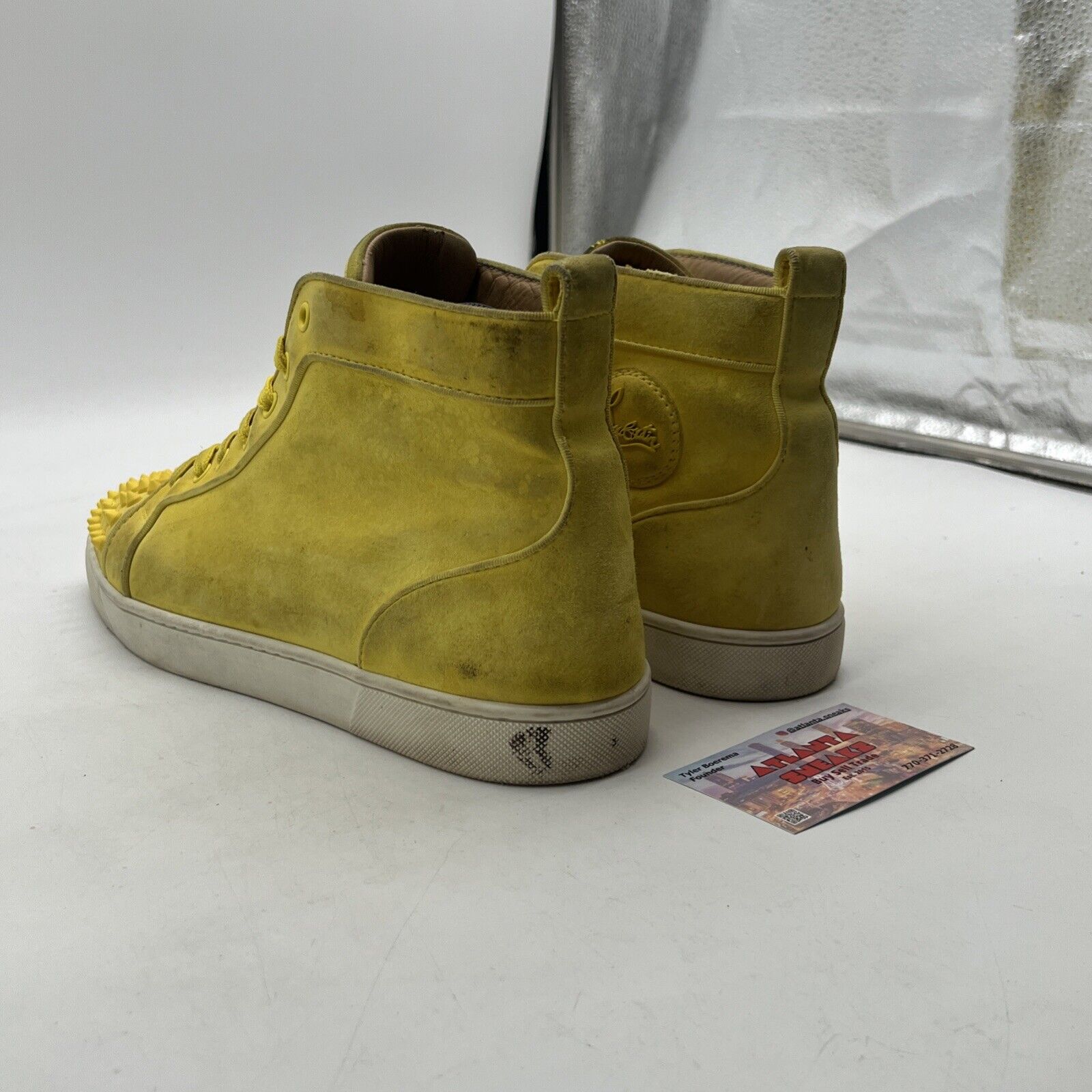 Size 10 - Christian Louboutin High Top Sneakers Studded Yellow