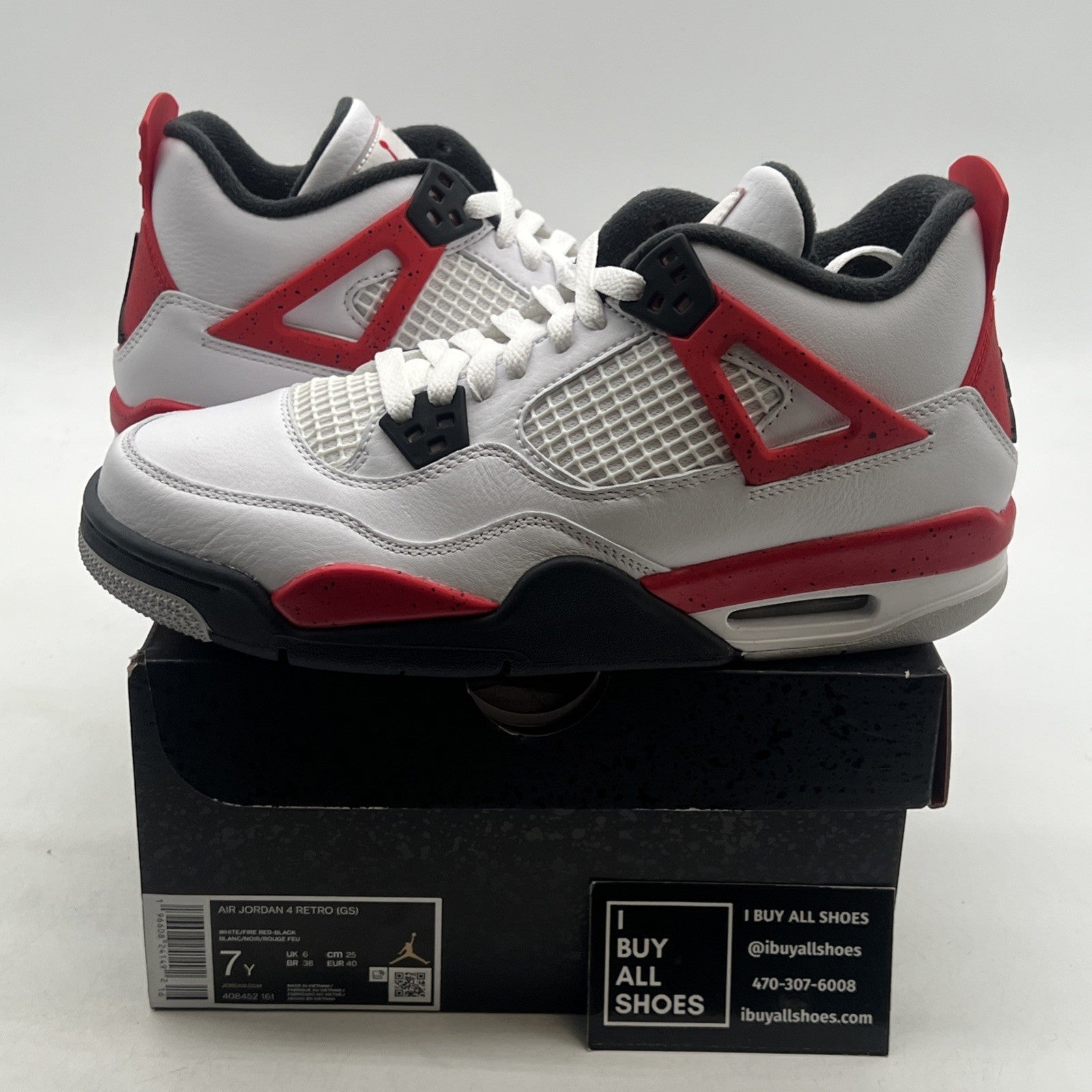 Size 7Y - Air Jordan 4 Retro Mid Red Cement (408452-161)