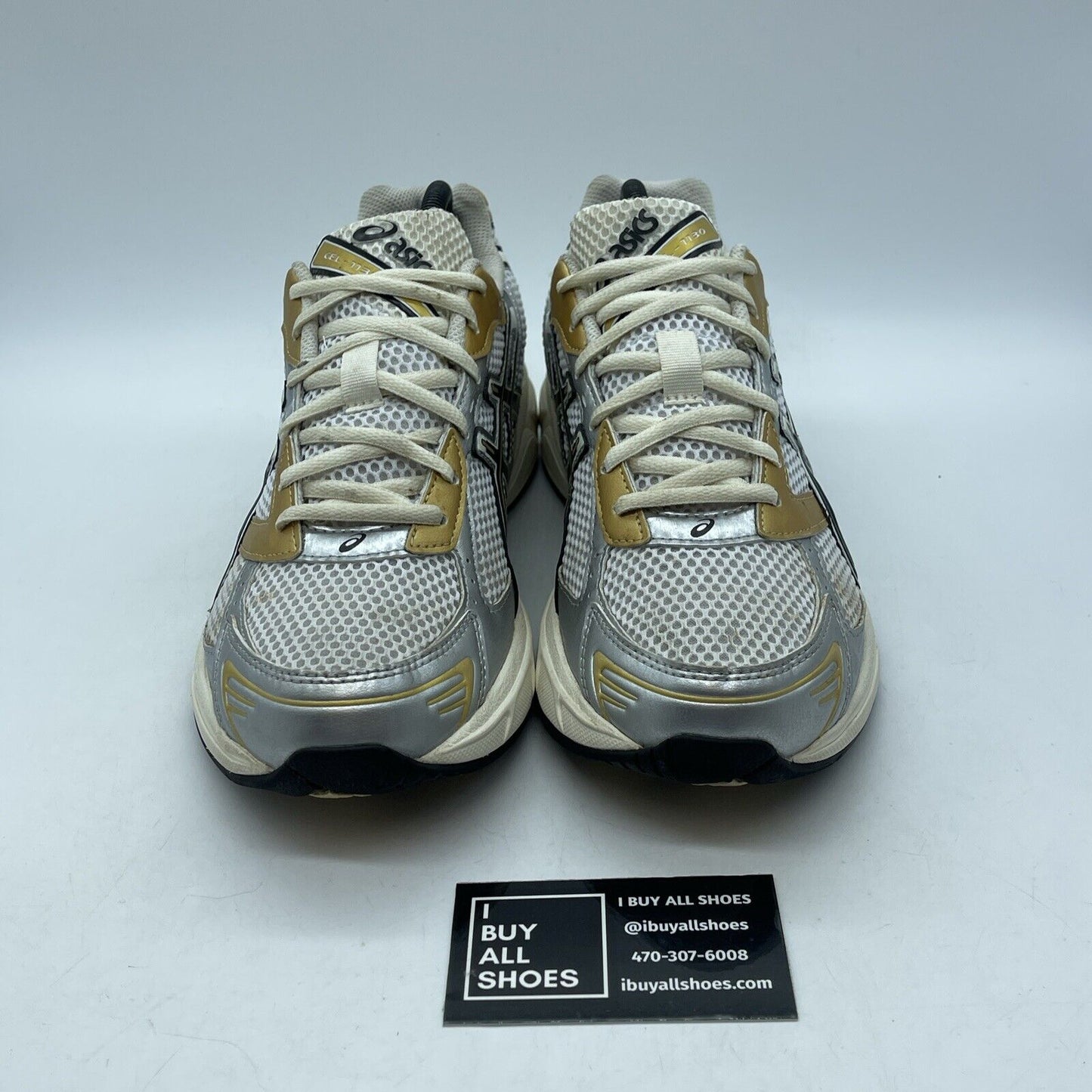 Size 9.5 - ASICS Gel-1130 'White Black Gold'  Suede Leather (1203A698-100)