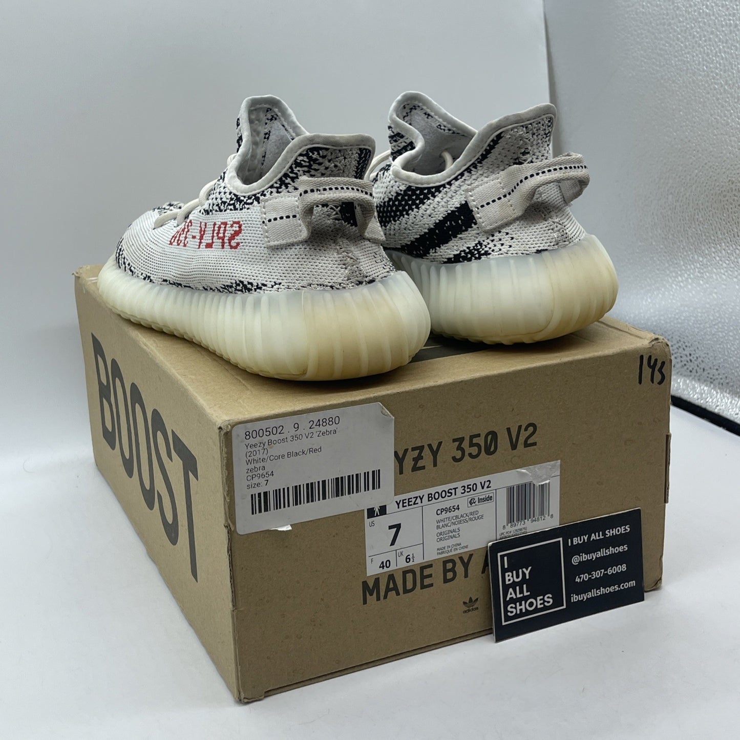 Size 7 - adidas Yeezy Boost 350 V2 Low Zebra Black White Suede (CP9654)