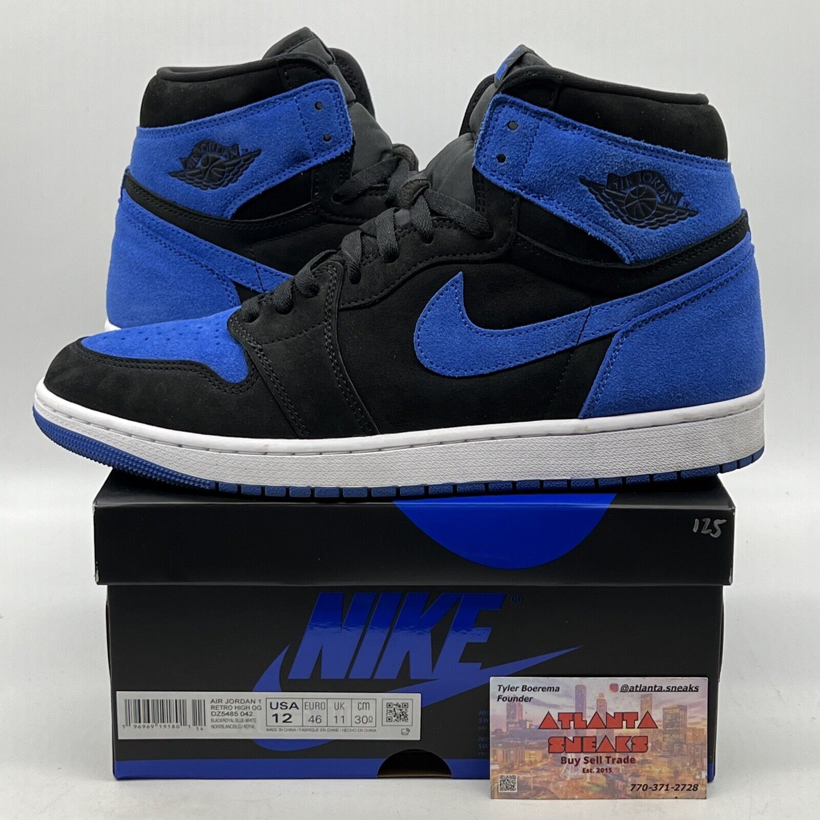 Size 12 - Jordan 1 Retro OG High Royal Reimagined Black Blue Suede (DZ5485-042)