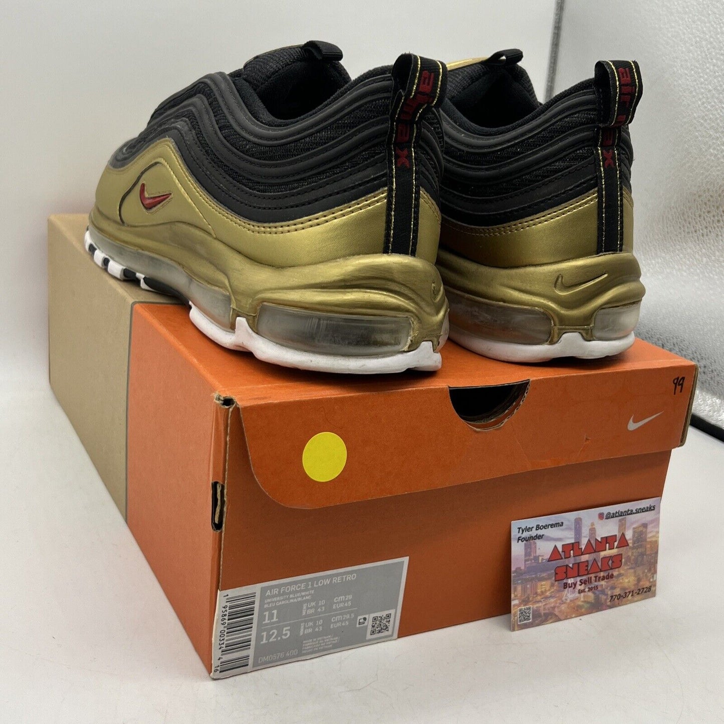 Size 12 - Nike Air Max 97 QS B-Sides Metallic Gold Black (AT5458-002)