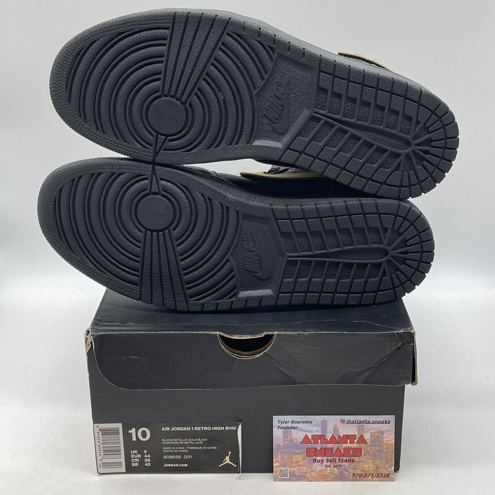 Size 10 - Air Jordan 1 Retro 2017 High BHM Gold Black Leather (908656-001)