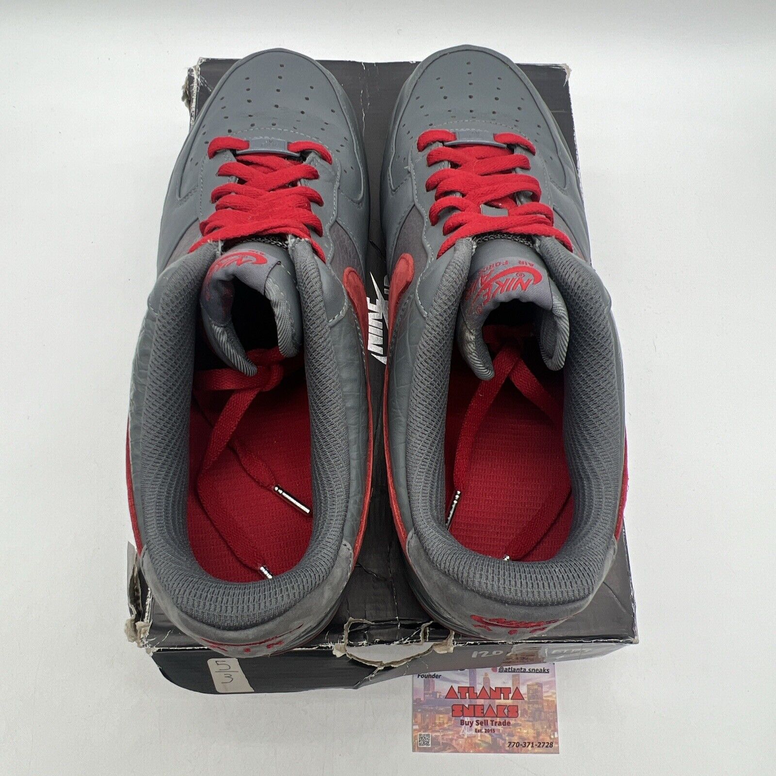 Size 12 - Nike Air Force 1 Premium Flint Varsity Red Grey (31877-062)