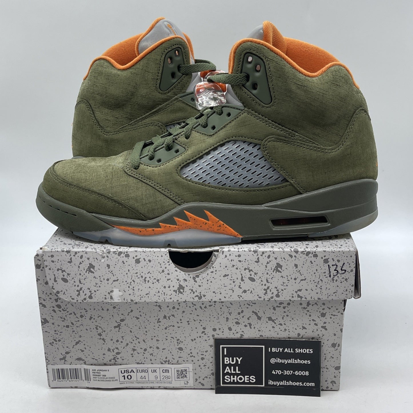 Size 10 - Air Jordan 5 Retro 2024 Olive Orange Suede (DD0587-308)