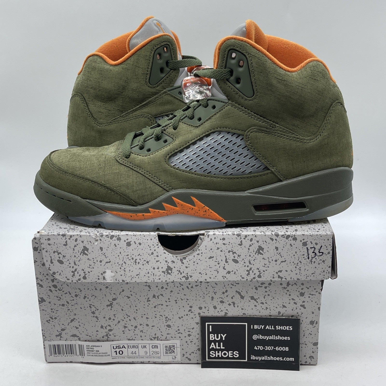 Size 10 - Air Jordan 5 Retro 2024 Olive Orange Suede (DD0587-308)