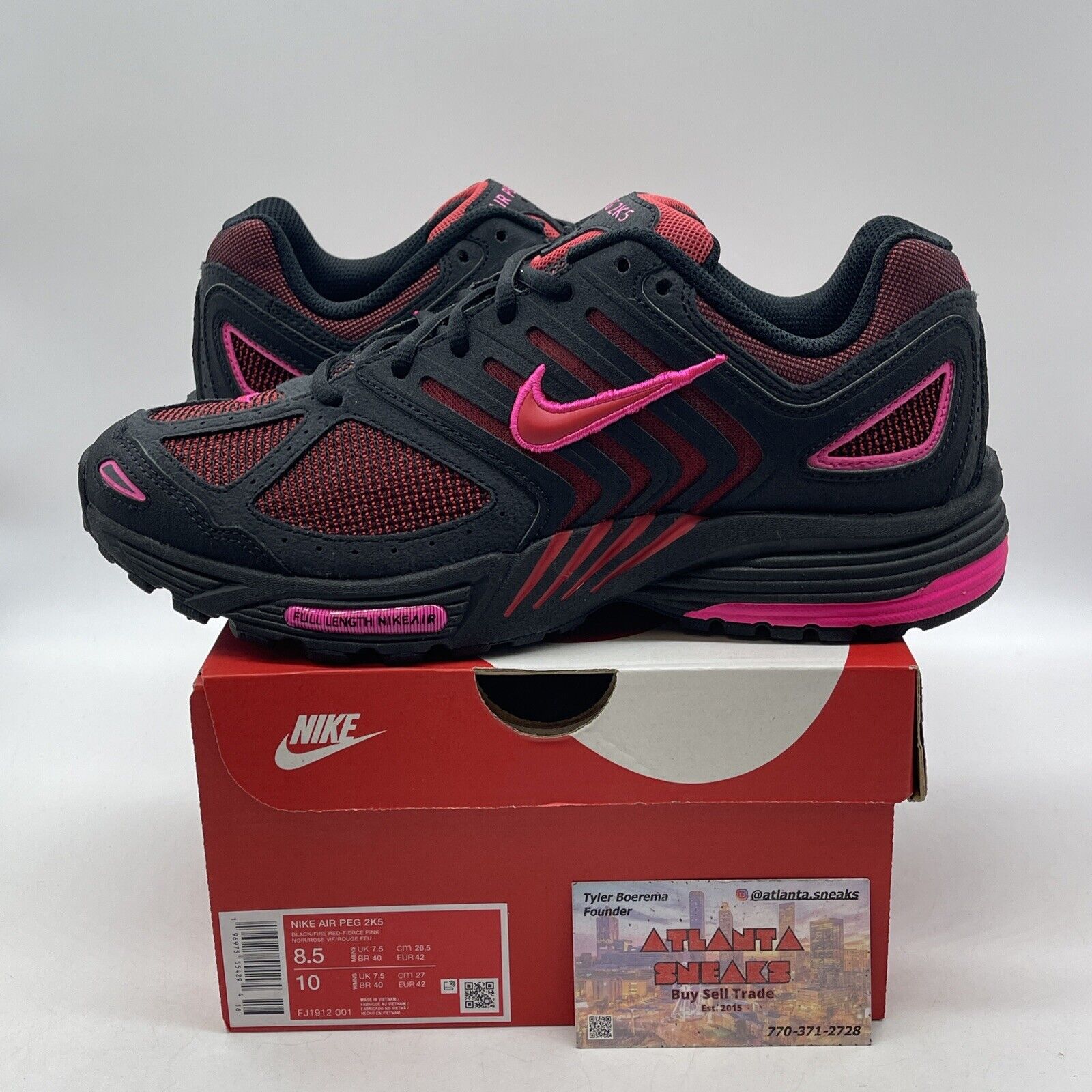 Size 8.5 - Nike Air Peg 2K5 Black Fire Red Suede Leather Pink (FJ1912-001)