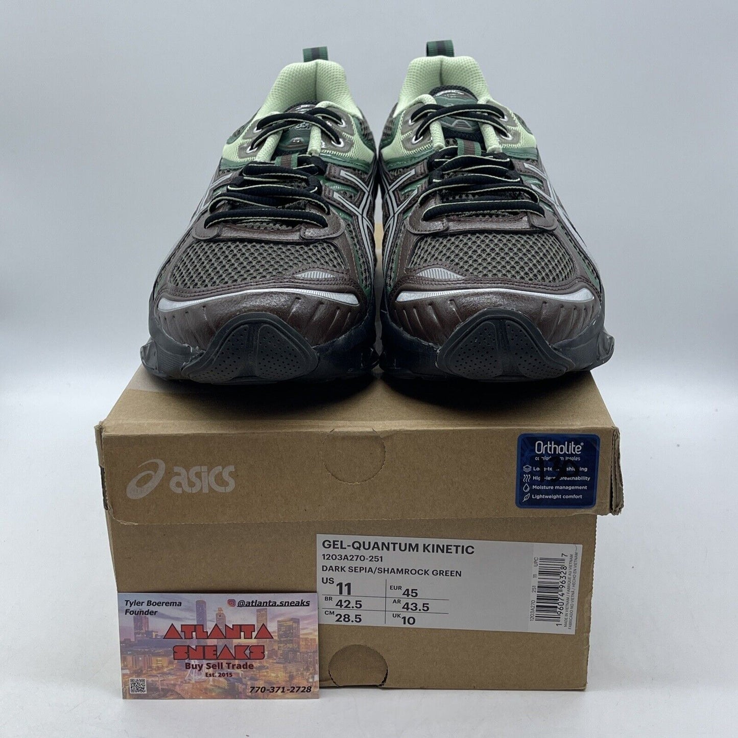 Size 11 - ASICS Gel Quantum Kinetic Dark Sepia Shamrock Suede (1203A270-251)