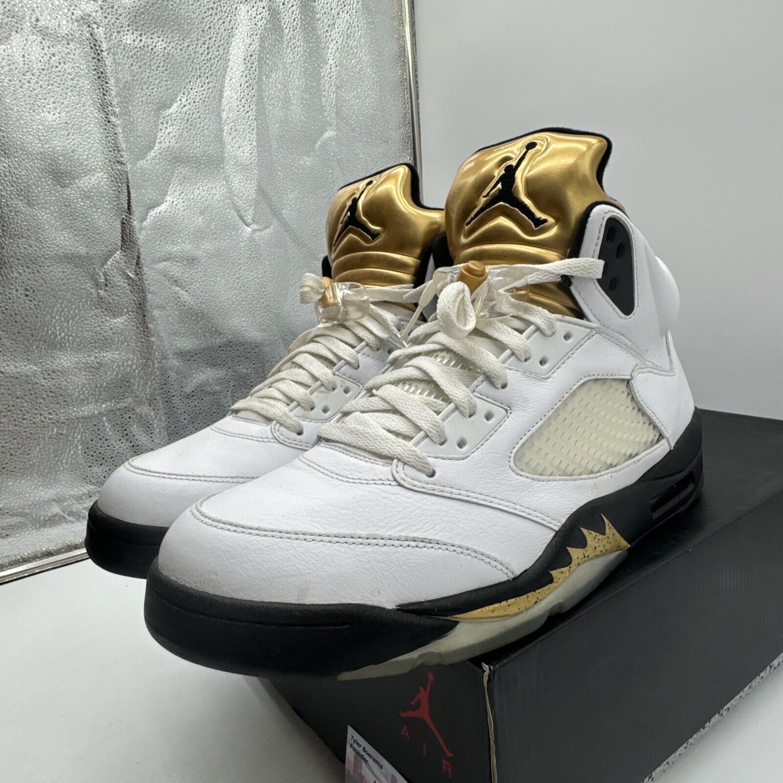 Size 12 - Jordan 5 Retro Olympic 2016 White Gold Black Icy Soles OG All Speckle