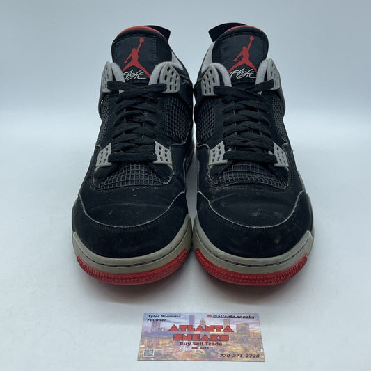 Size 12 - Jordan 4 Retro OG Mid Bred 2019 Black Grey Red Suede (308497-060)