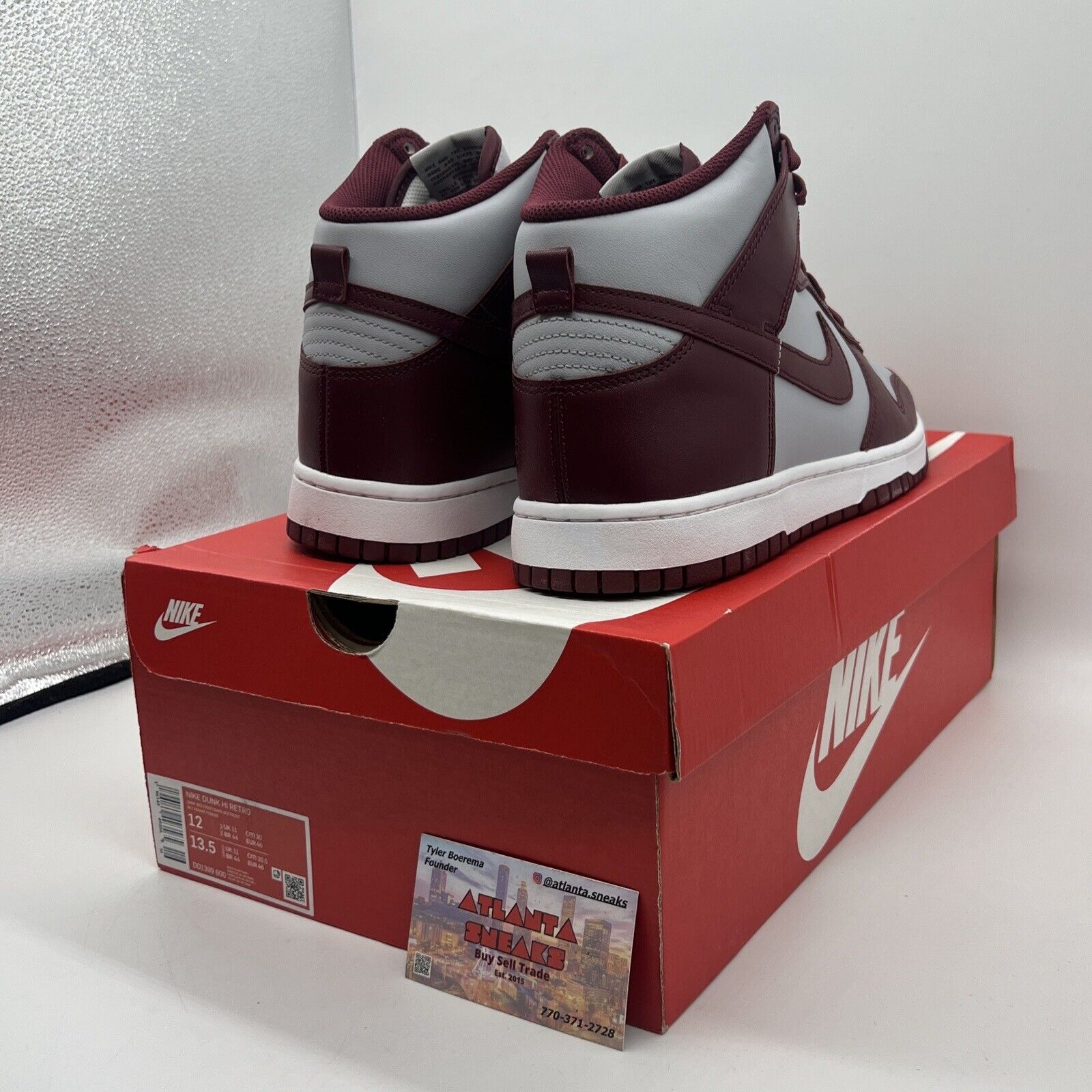 Size 12 - Nike Dunk High Dark Beetroot Brand New Og All Grey