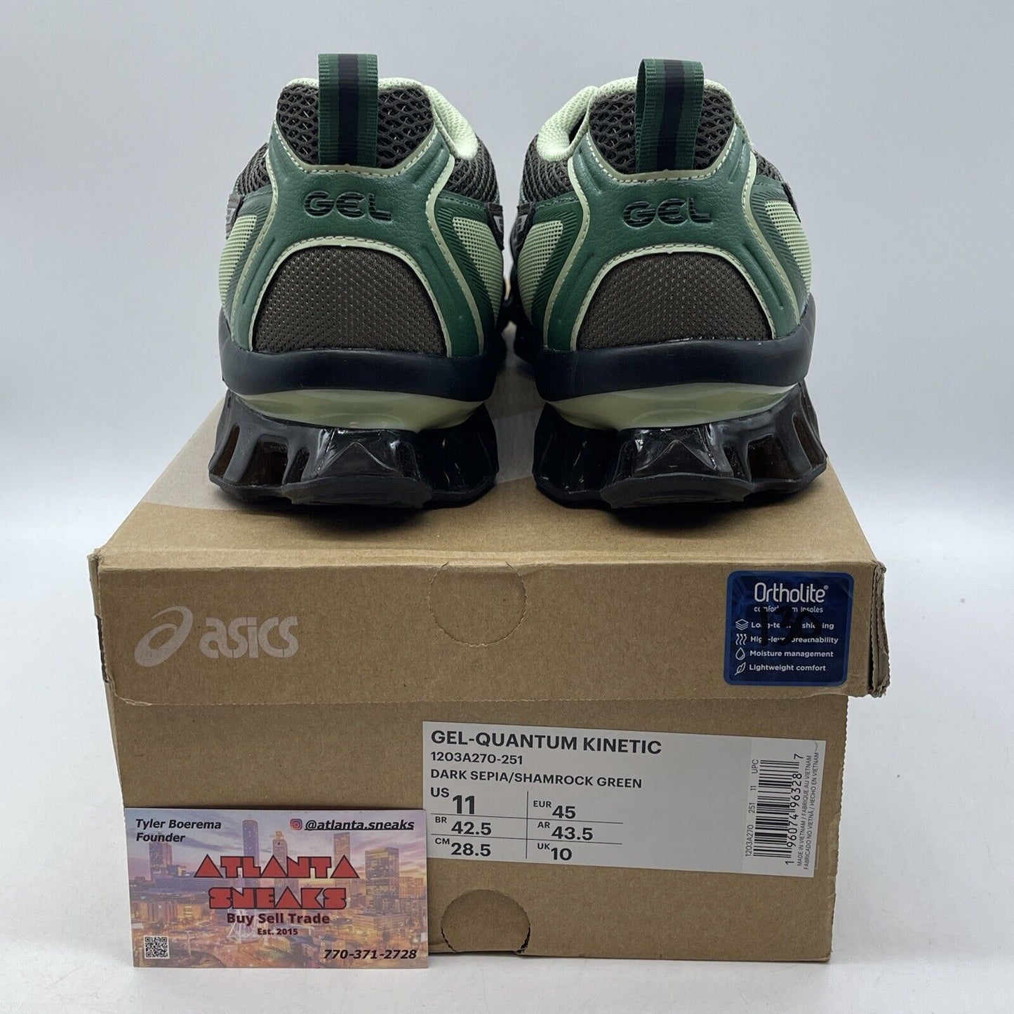 Size 11 - ASICS Gel Quantum Kinetic Dark Sepia Shamrock Suede (1203A270-251)