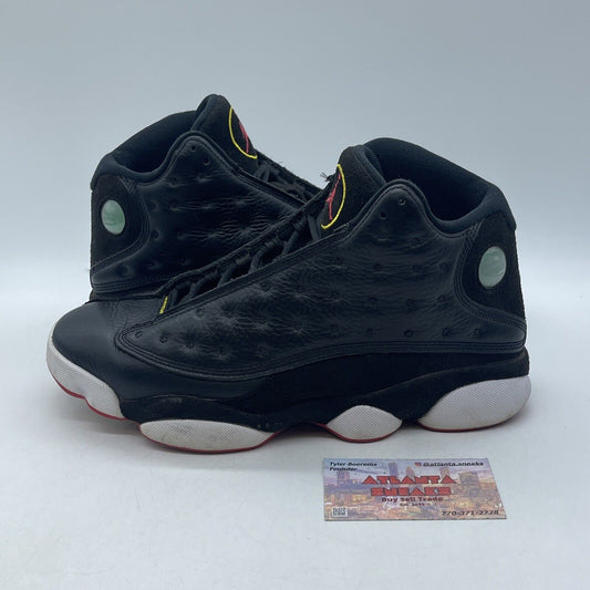 Size 9 - Jordan 13 Retro Mid Playoff Black Suede Leather Red White (414571-062)