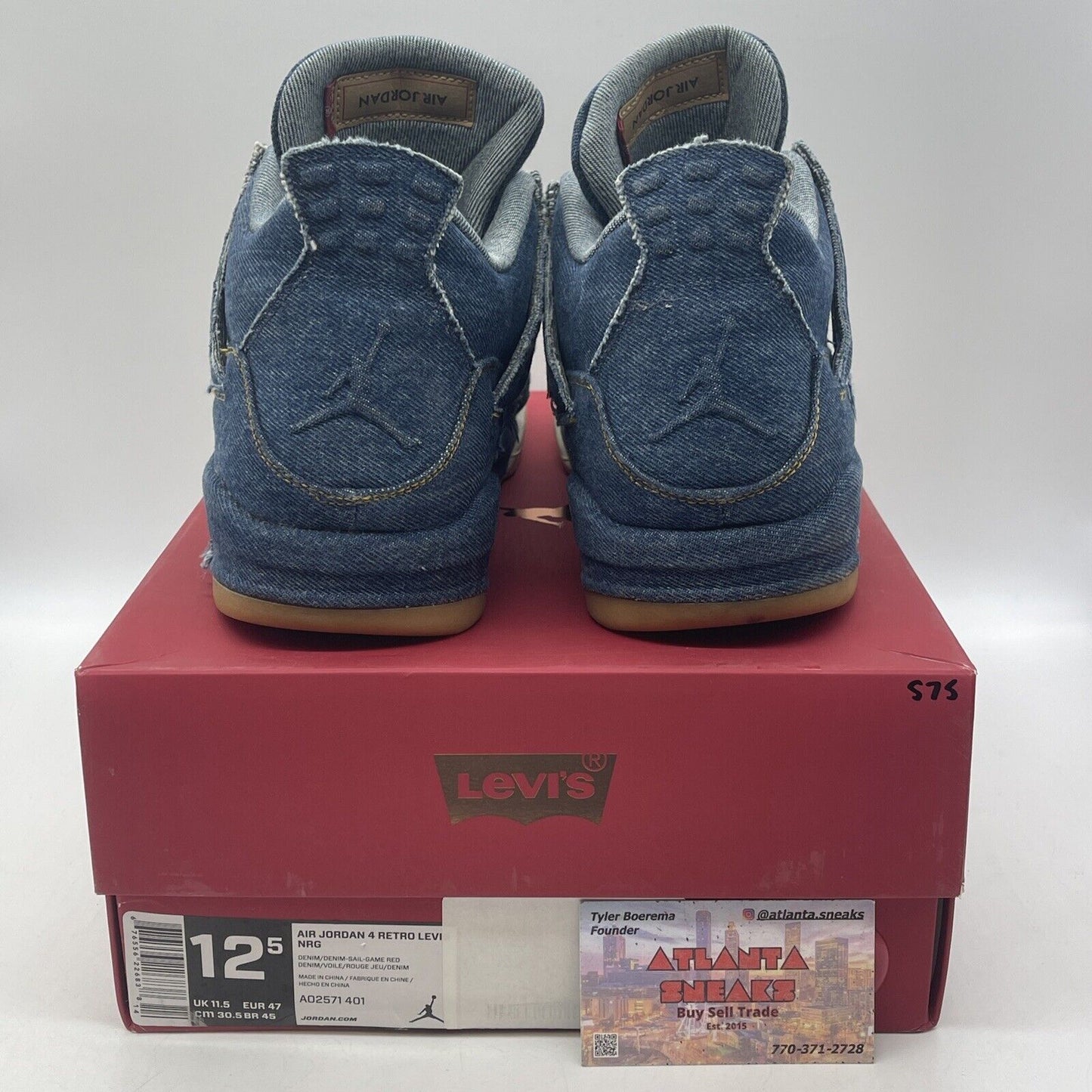 Size 12.5 - Levi's x Air Jordan 4 Retro Denim Blue Yellow Brown (AO2571-401)