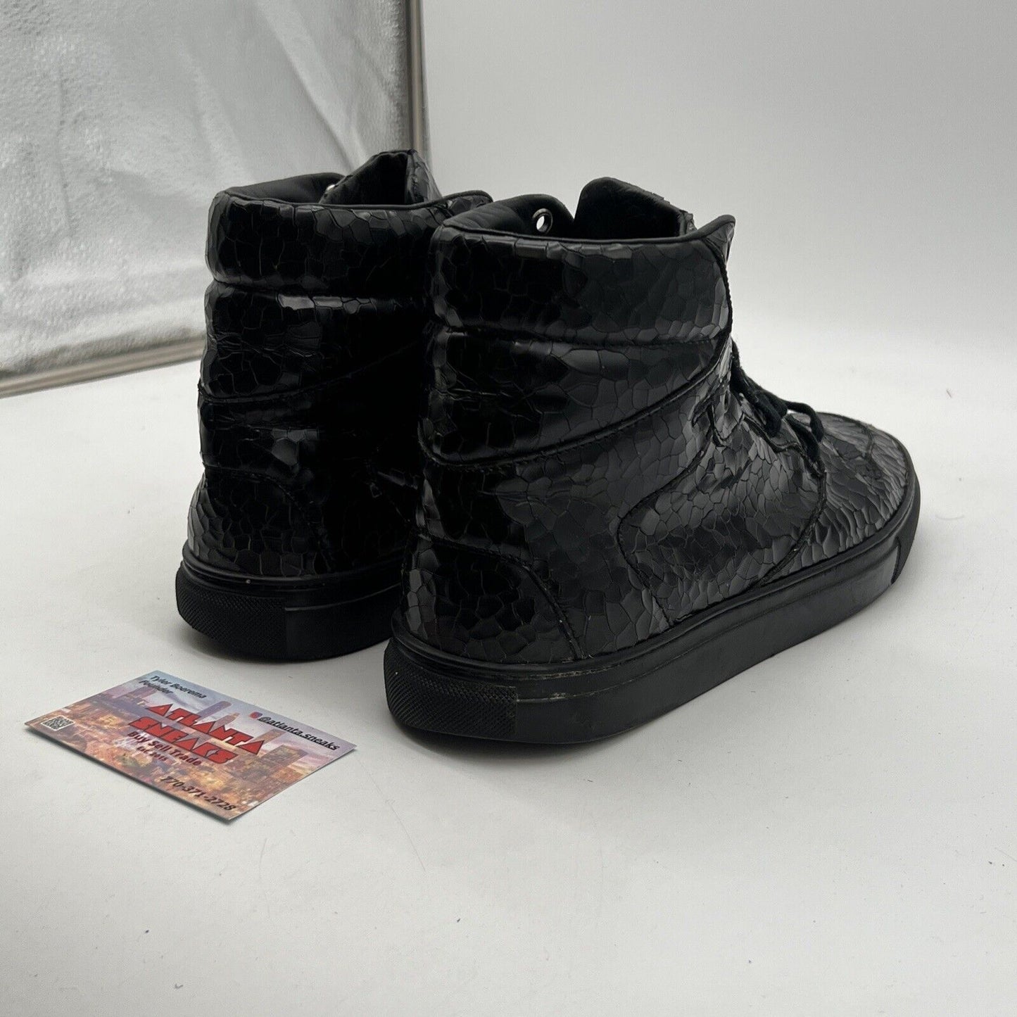 Size 9 - Balenciaga Craquelé High Top Black Crackled Patent Leather Sneakers