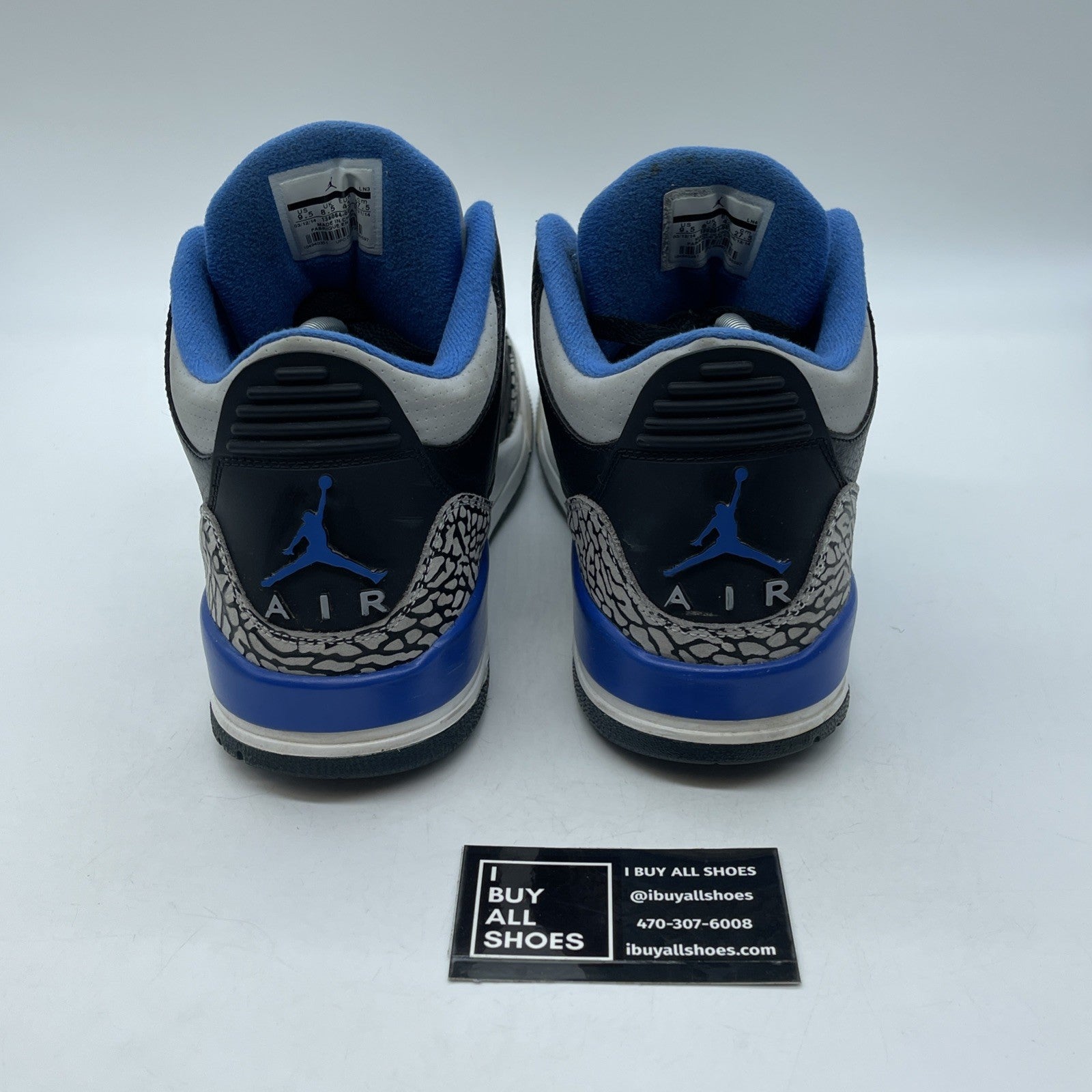 Size 9.5 - Air Jordan 3 Retro Sport Blue Black Grey Suede Leather (136064-007)