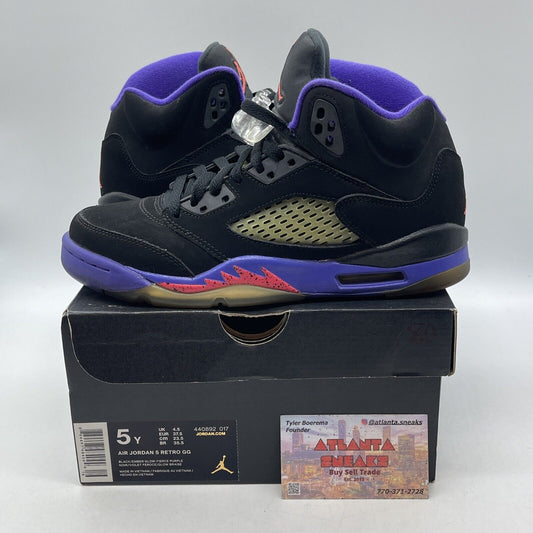 Size 5Y - Air Jordan 5 Retro GG 'Raptors' Black Suede Purple Red (440892-017)