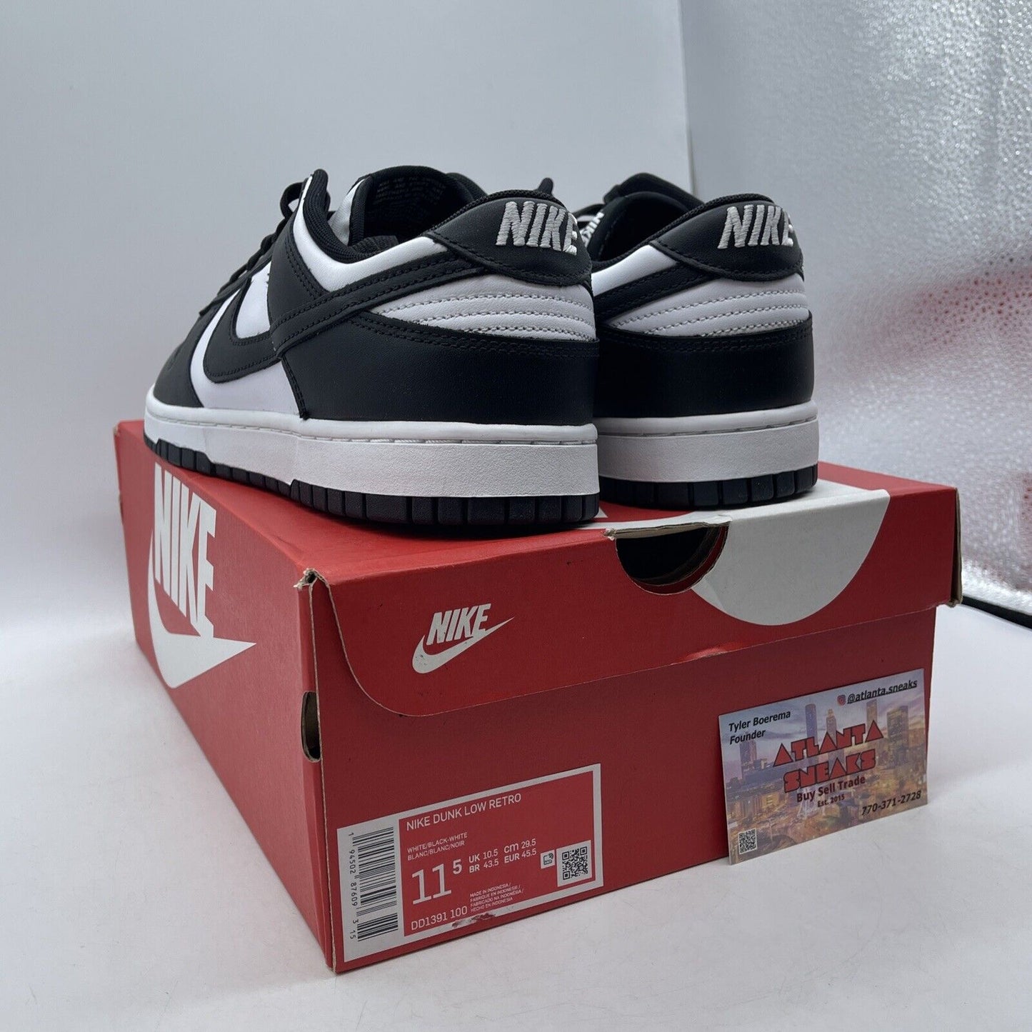Size 11.5 - Nike Dunk Low Black White Leather (DD1391-100)