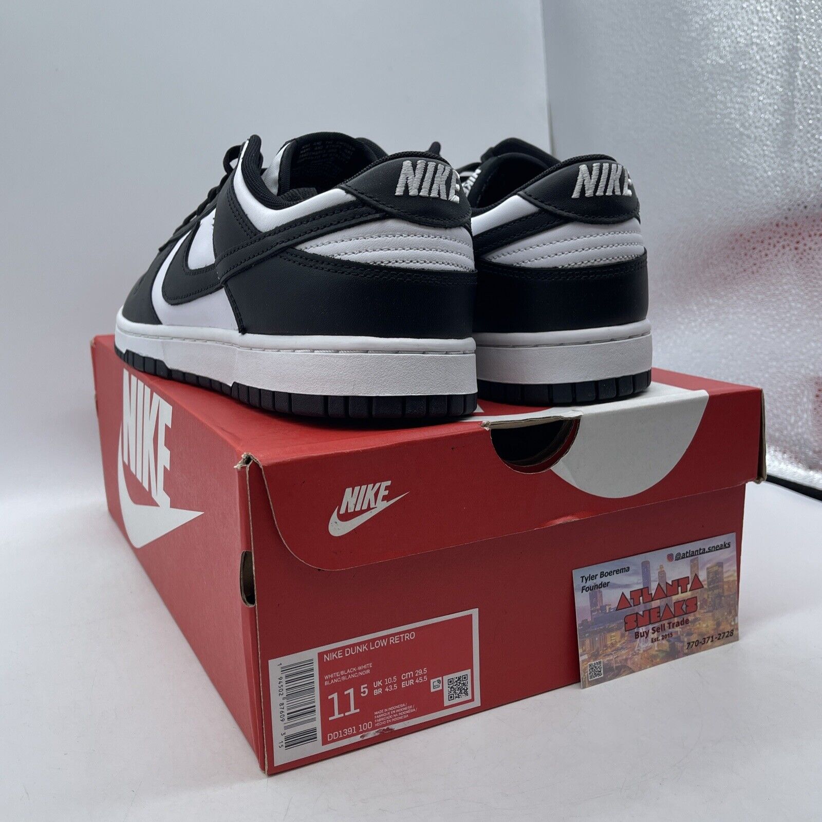 Size 11.5 - Nike Dunk Low Black White Leather (DD1391-100)