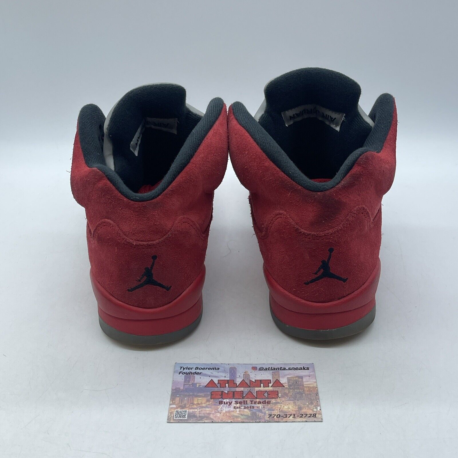 Size 7Y (GS) - Jordan 5 Retro Mid Red Suede Grey Black Leather (440888-602)