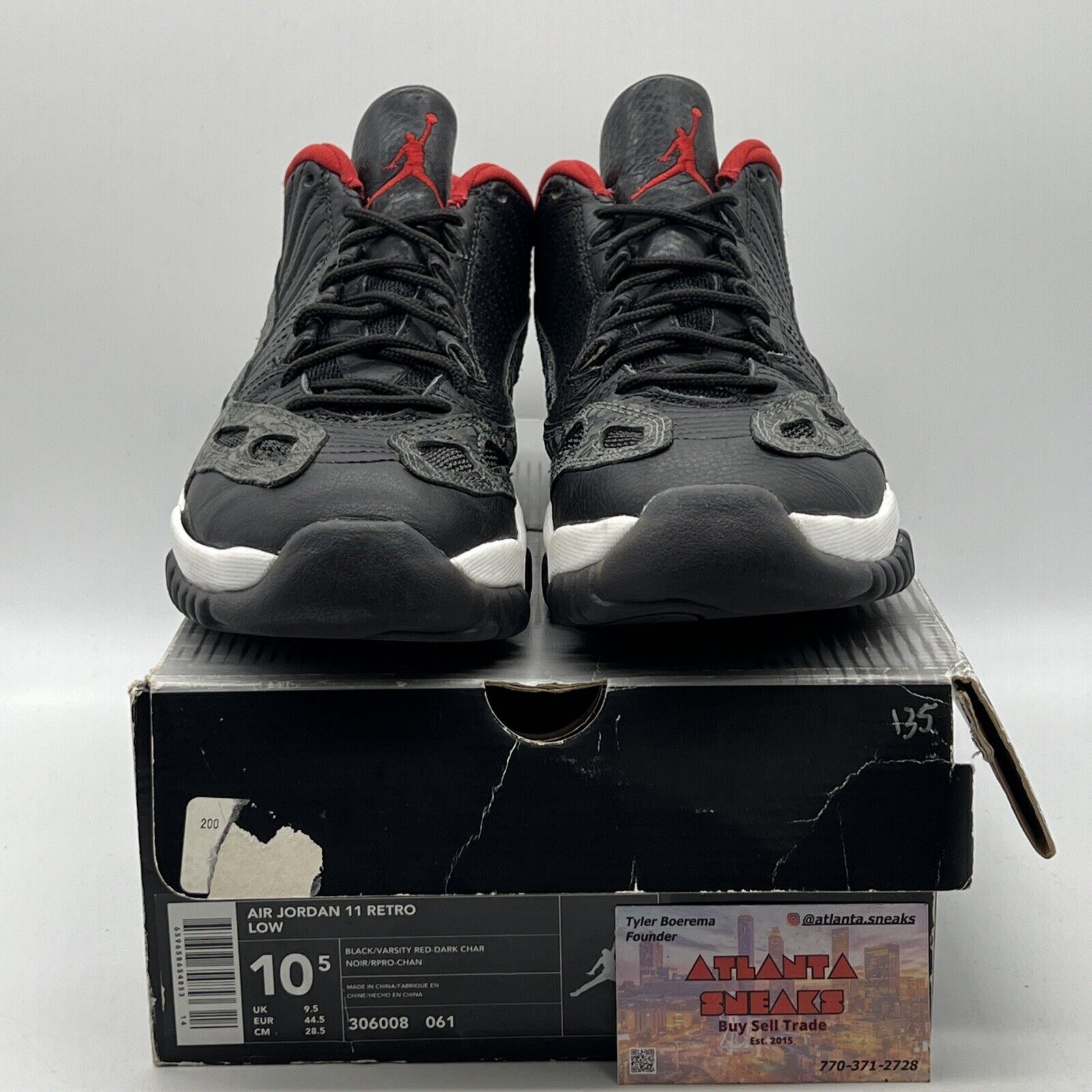 Size 10.5 - Air Jordan 11 Retro IE 2003 Low Black Charcoal Red
