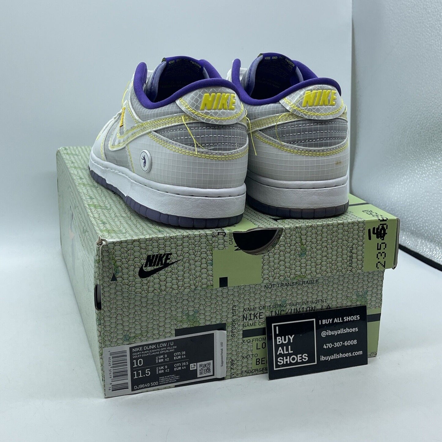 Size 10 - Nike Union LA x Dunk Low Passport Pack - Court Purple (DJ9649-500)
