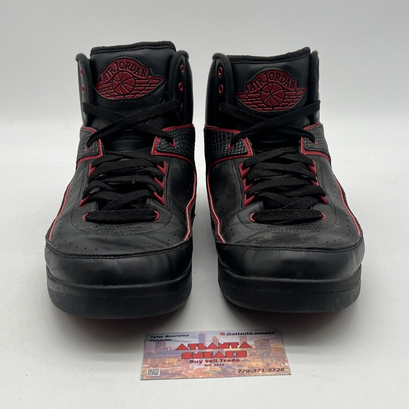 Size 12 - Air Jordan 2 Retro Alternate 87 Black Red Leather (834274-001)