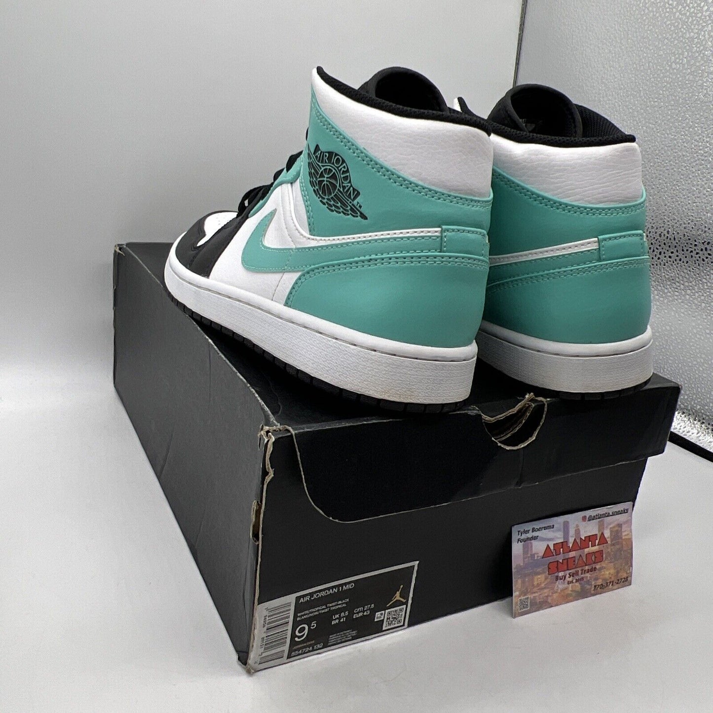 Size 9.5 - Air Jordan 1 Tropical Twist Black White Aqua Leather