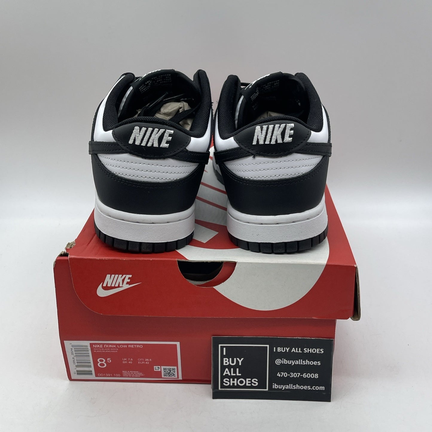 Size 8.5 - Nike Dunk Low Black White Leather (DD1391-100)
