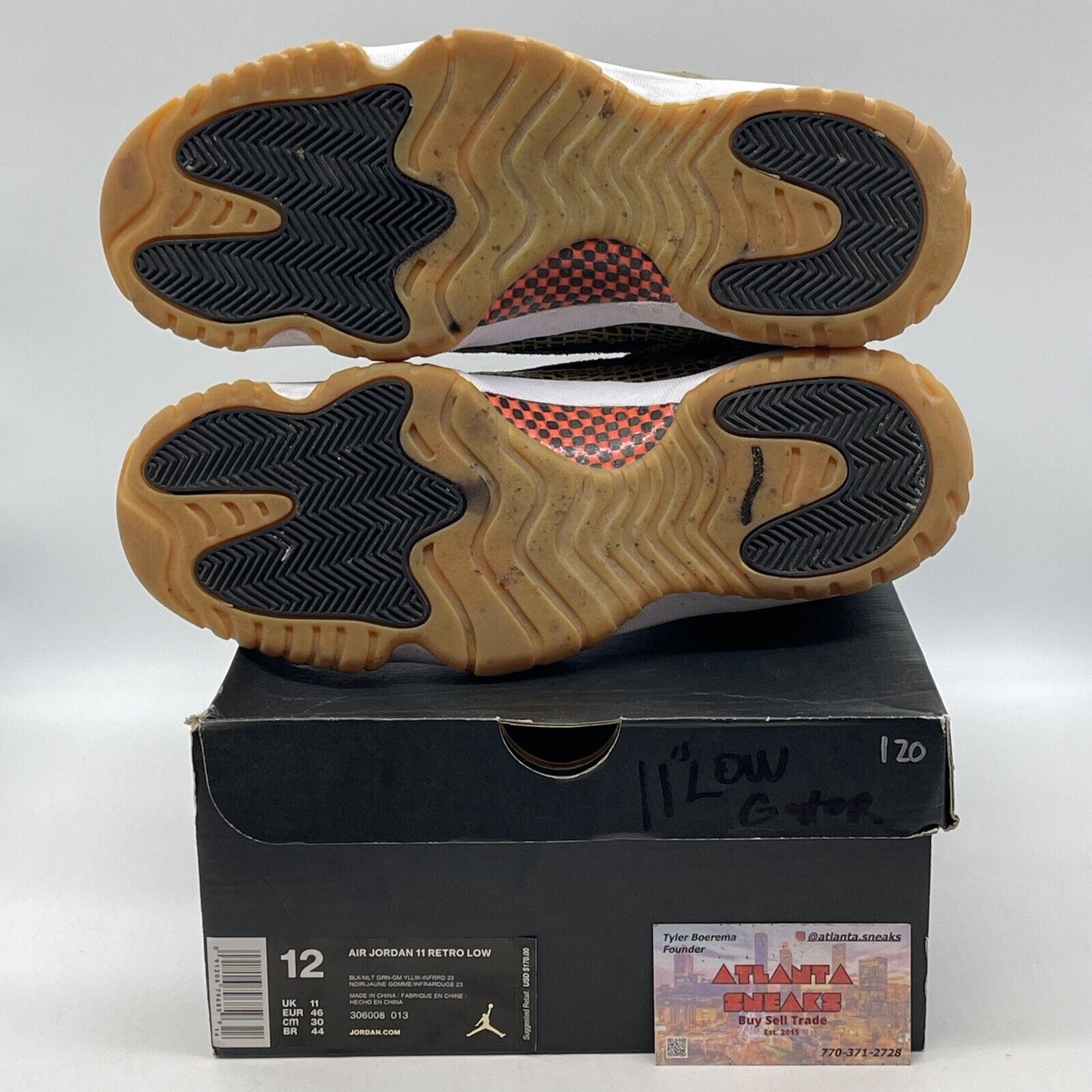 Size 12 - Air Jordan 11 IE Low Croc Green Suede Black Leather (306008-013)