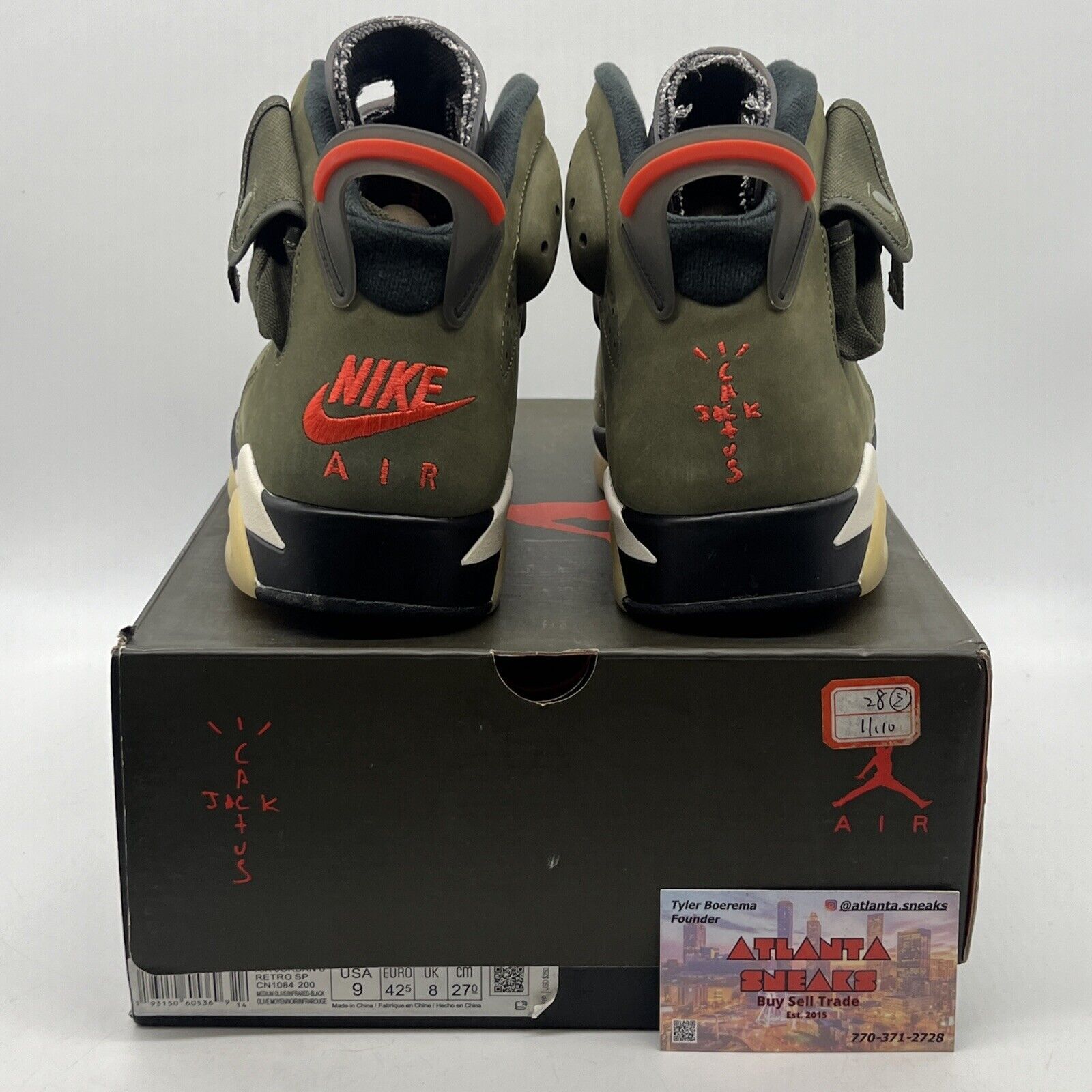 Size 9 - Jordan 6 Retro x Travis Scott Mid Olive Suede (CN1084-200)