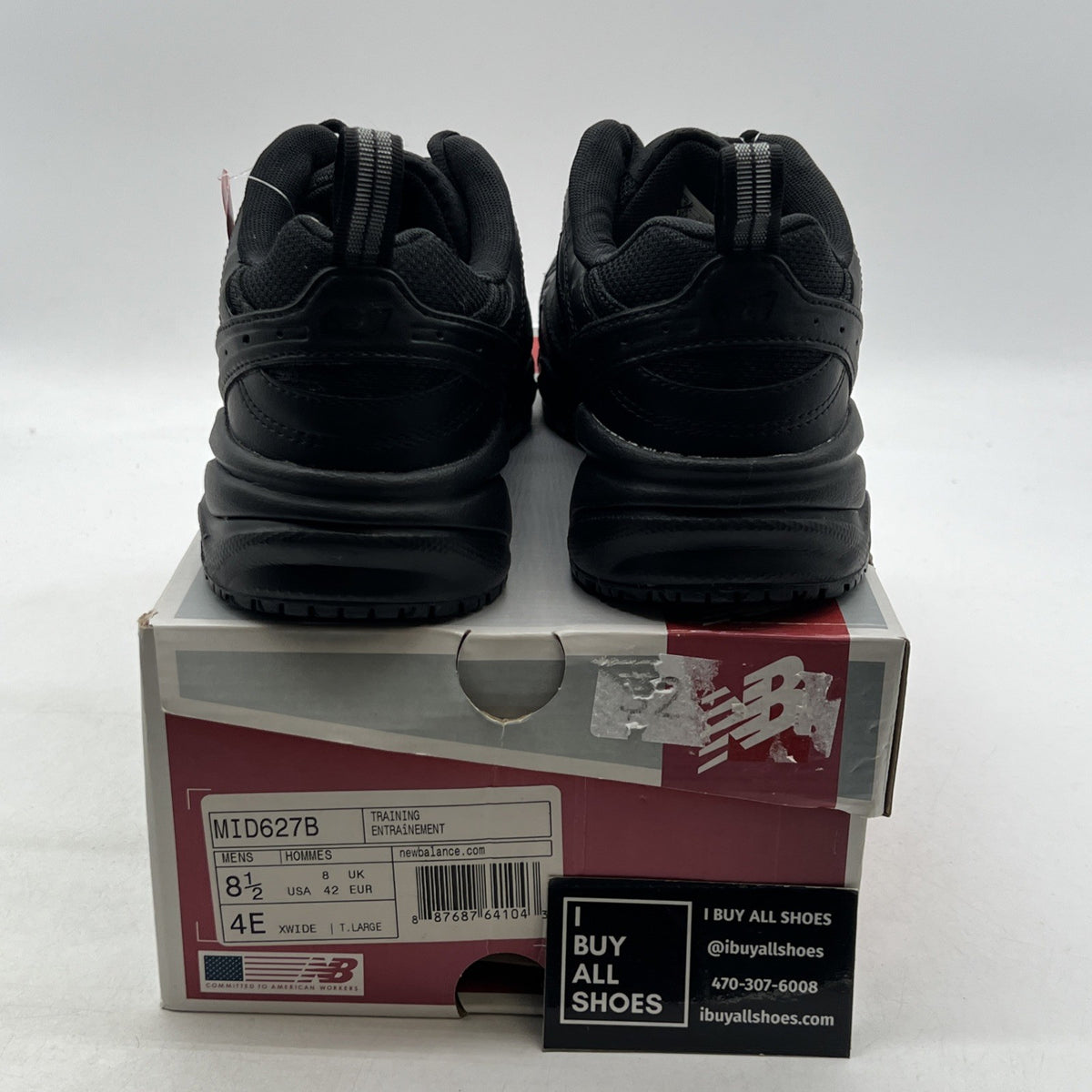 Size 8.5 - New Balance Steel Toe 627 Leather Triple Black (MID627B)