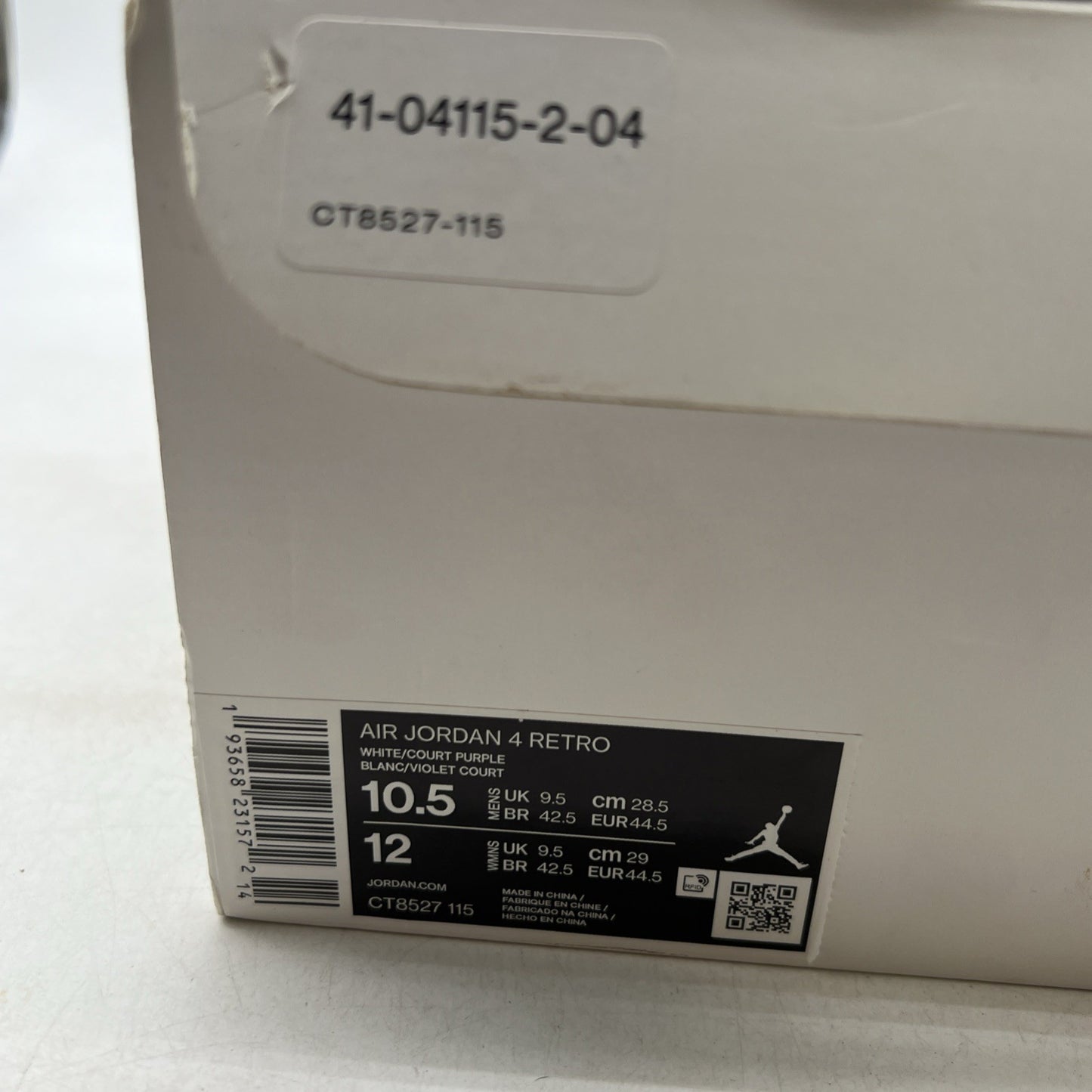 Size 10.5 - Air Jordan 4 Retro Mid Purple Metallic (CT8427-115)