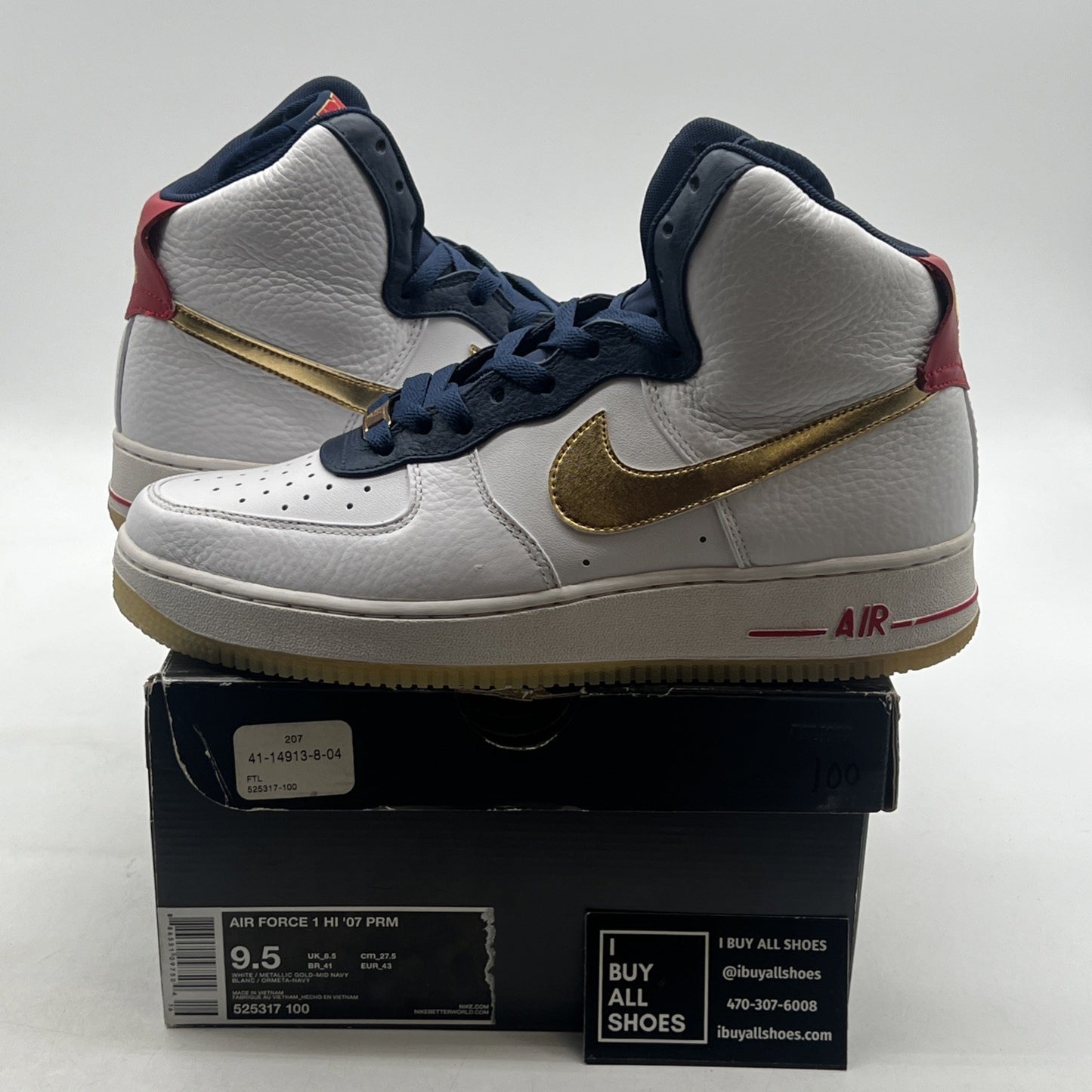 Size 9.5 - Nike Air Force 1 Premium High USA Olympic (525317-100)