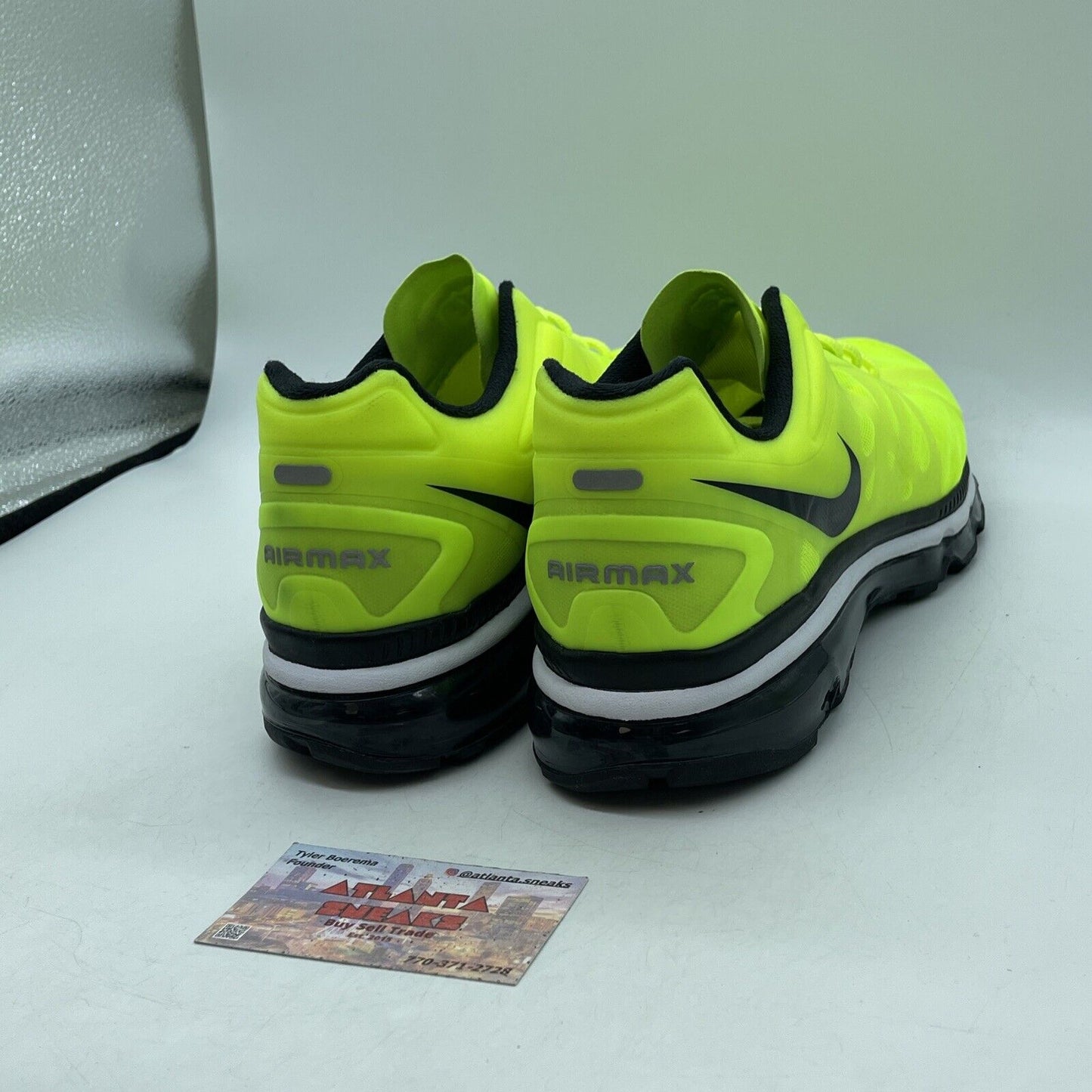 Size 11 - Nike Air Max+ 2012 Volt Yellow Black White Suede Leather (AQ3816-065)