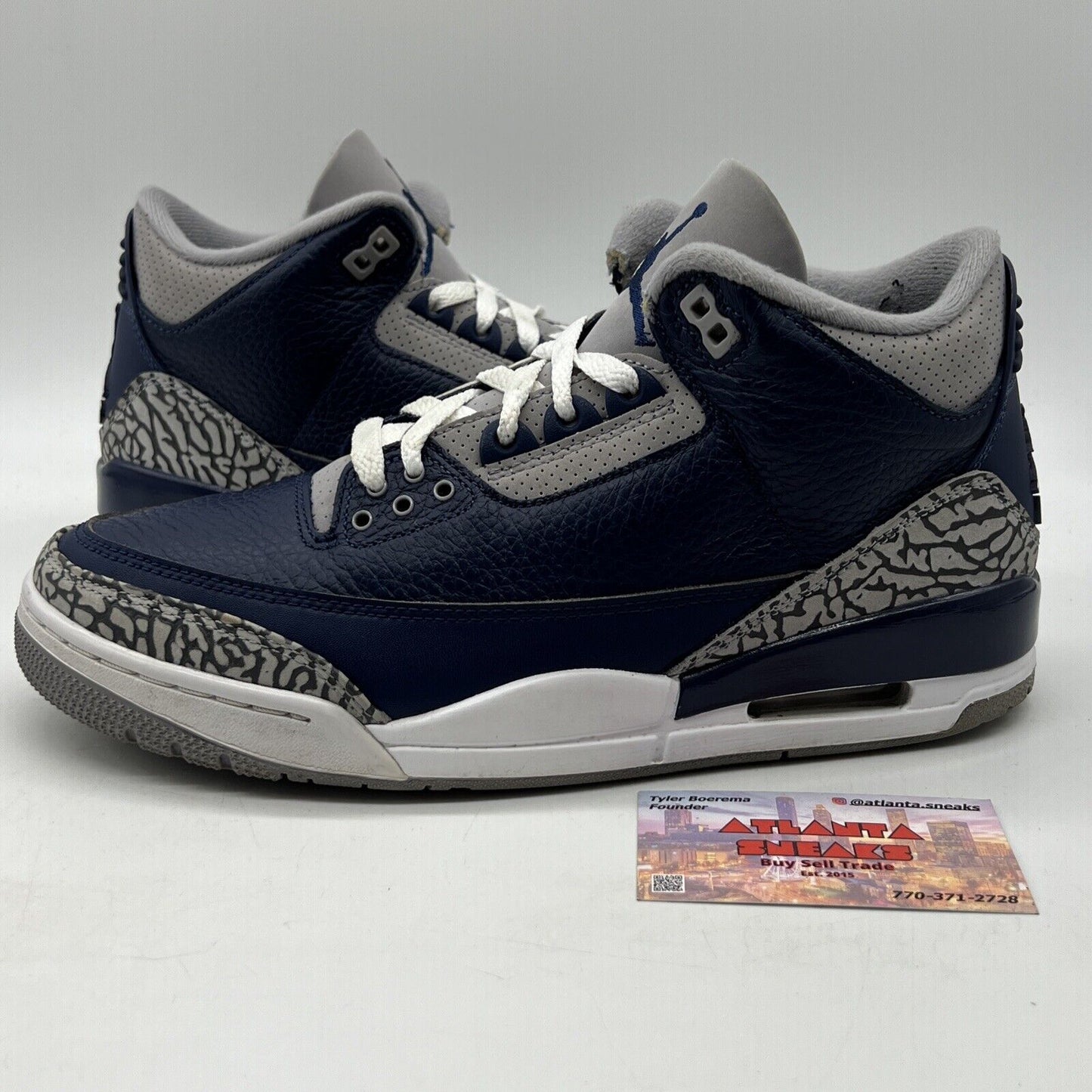 Size 9 - Jordan 3 Retro Blue Grey Navy Leather White (CT8532-401)