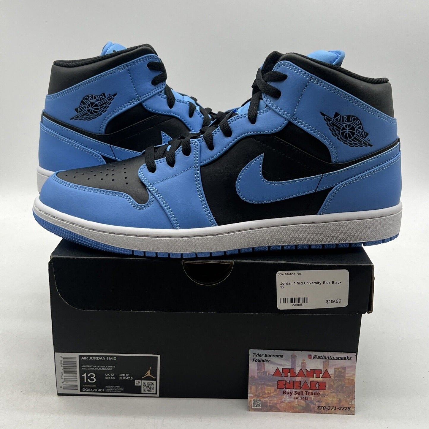 Size 13 - Air Jordan 1 Mid University Blue Black White (DQ8426-401)