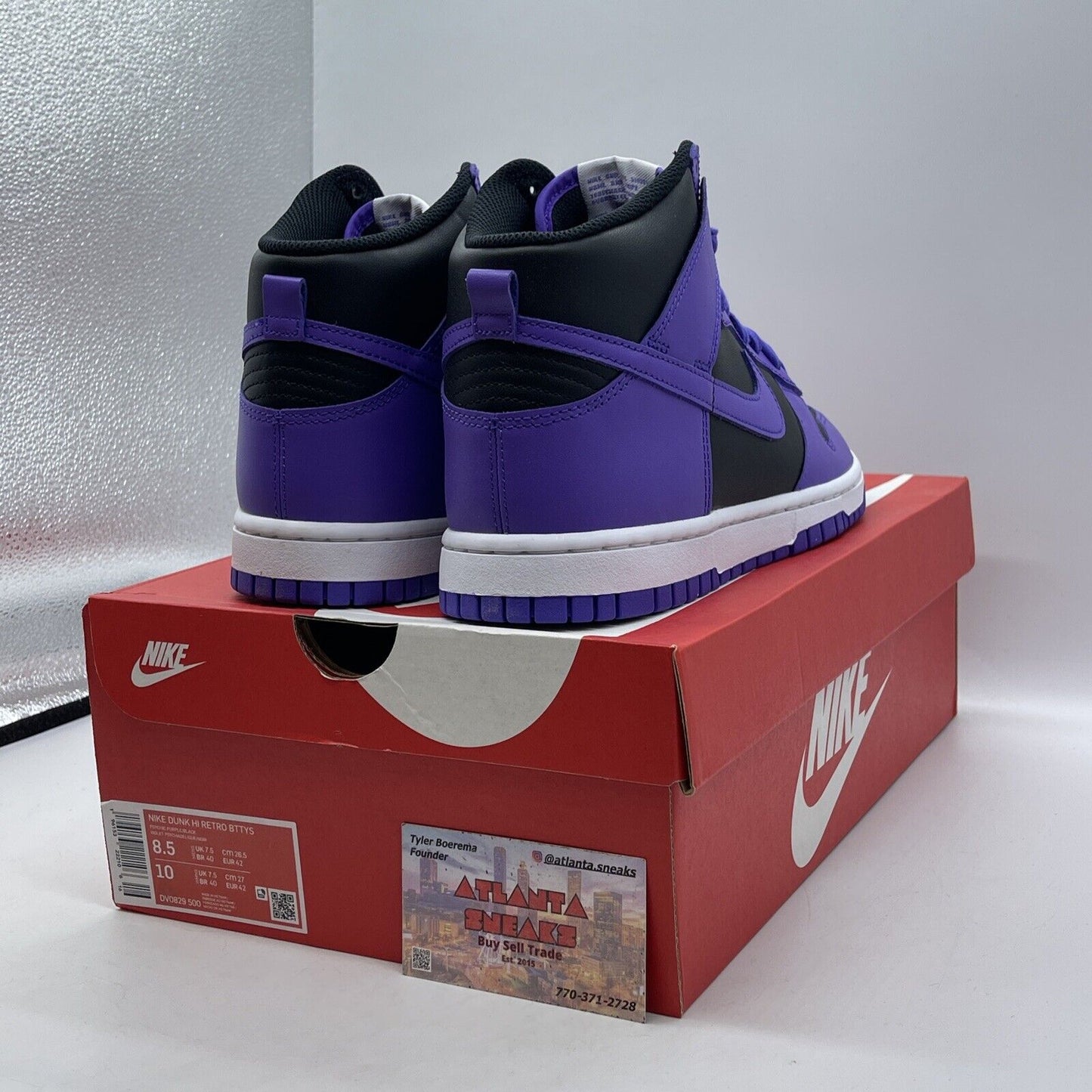 Size 8.5 - Nike Dunk High Psychic Purple Black White Leather (DV0829-500)