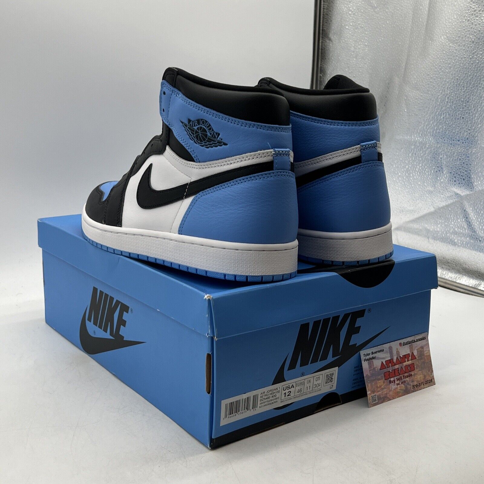 Size 12 - Jordan 1 Retro OG High UNC Toe Black White Leather (DZ5485-400)