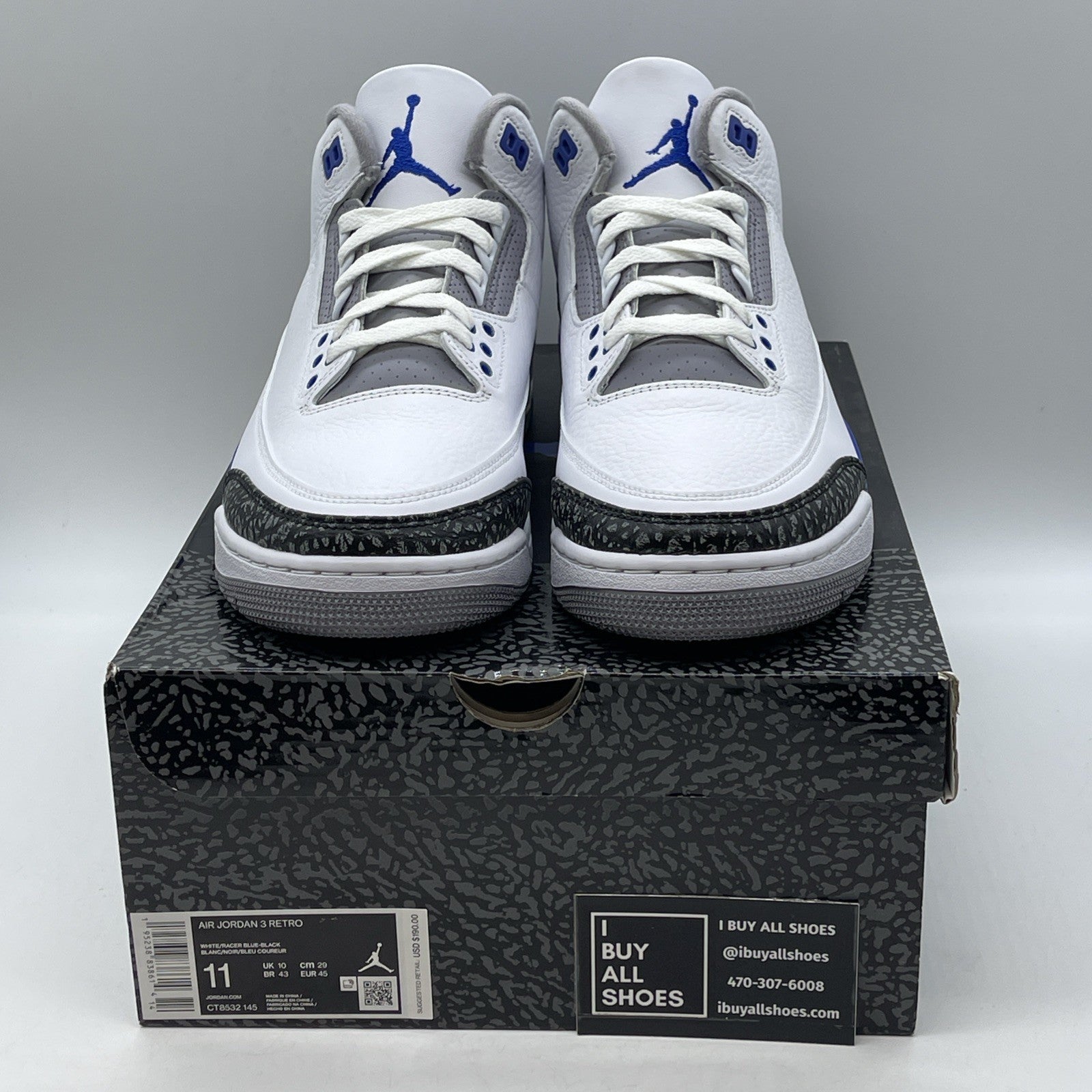 Size 11 - Air Jordan 3 Retro Mid Racer Blue Suede Leather (CT8532-145)