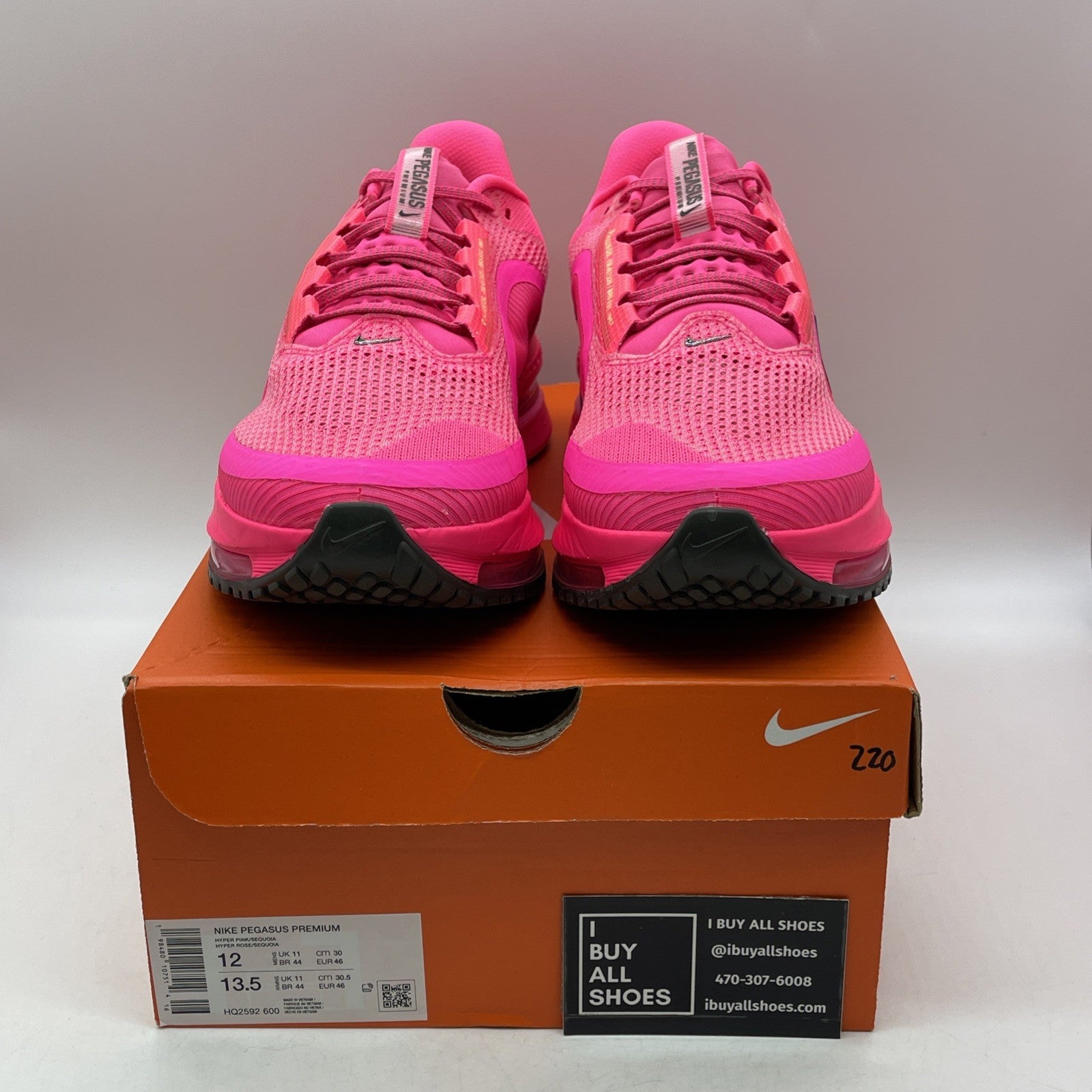 Size 12 - Nike Pegasus Premium Hyper Pink Black Suede Leather (HQ2592-600)