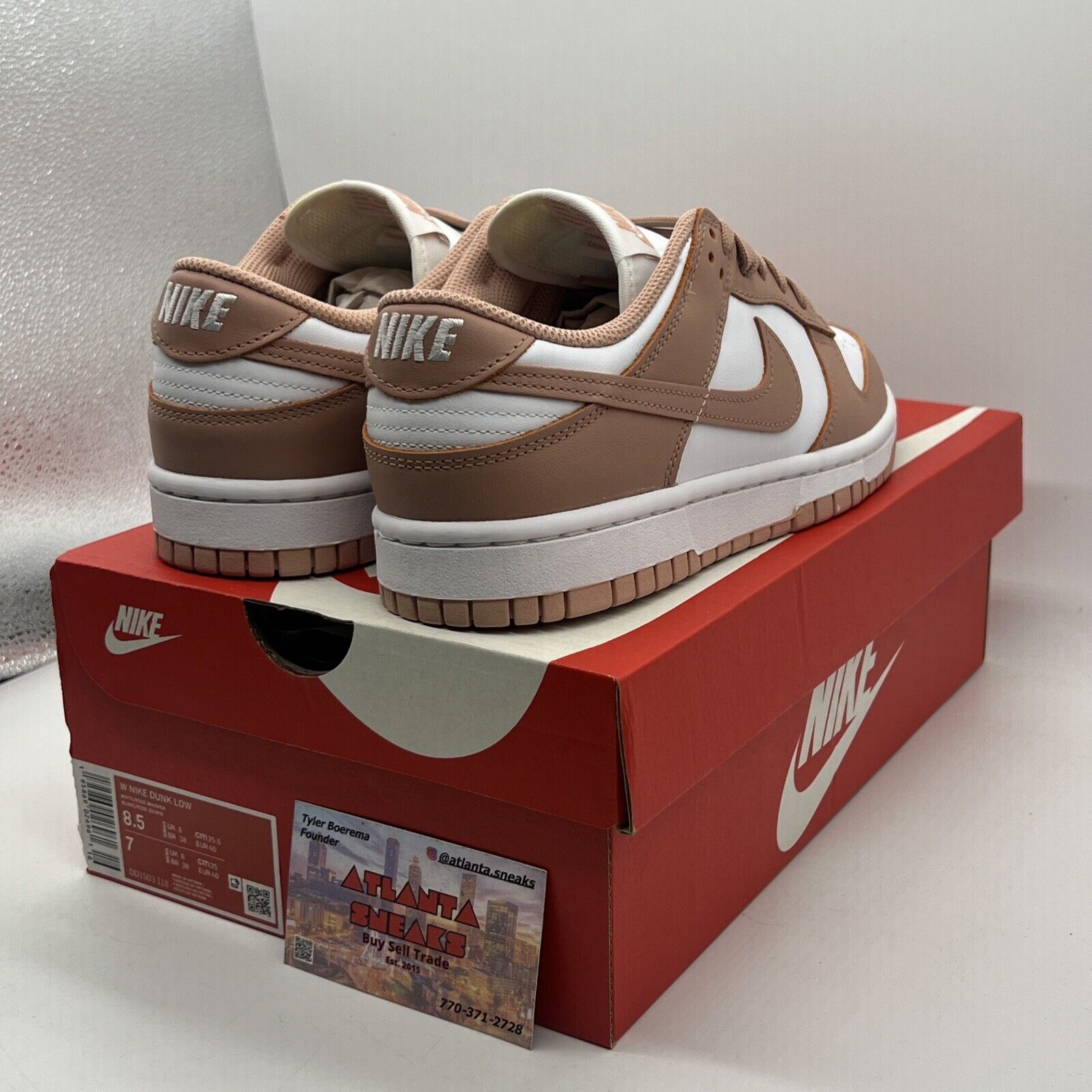 Size 8.5 - Nike Dunk Low Rose Whisper W White Leather (DD1503-118)