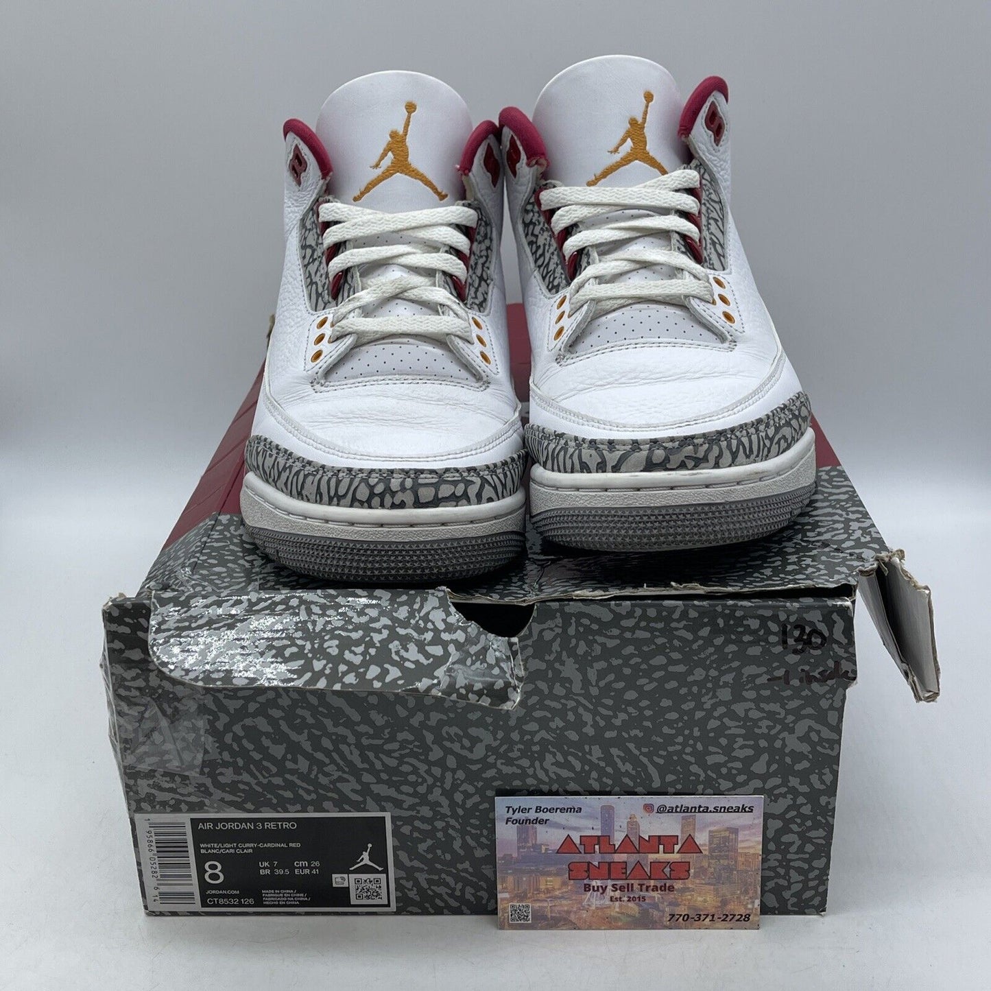 Size 8 - Jordan 3 Retro Mid Cardinal Red Grey Suede White Leather (CT8532-126)