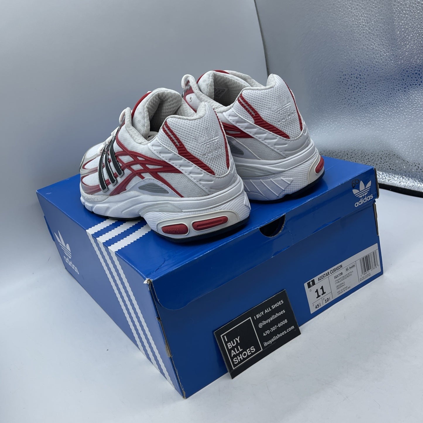 Size 11 - adidas Adistar Cushion 3 White Better Scarlet (IG1738)