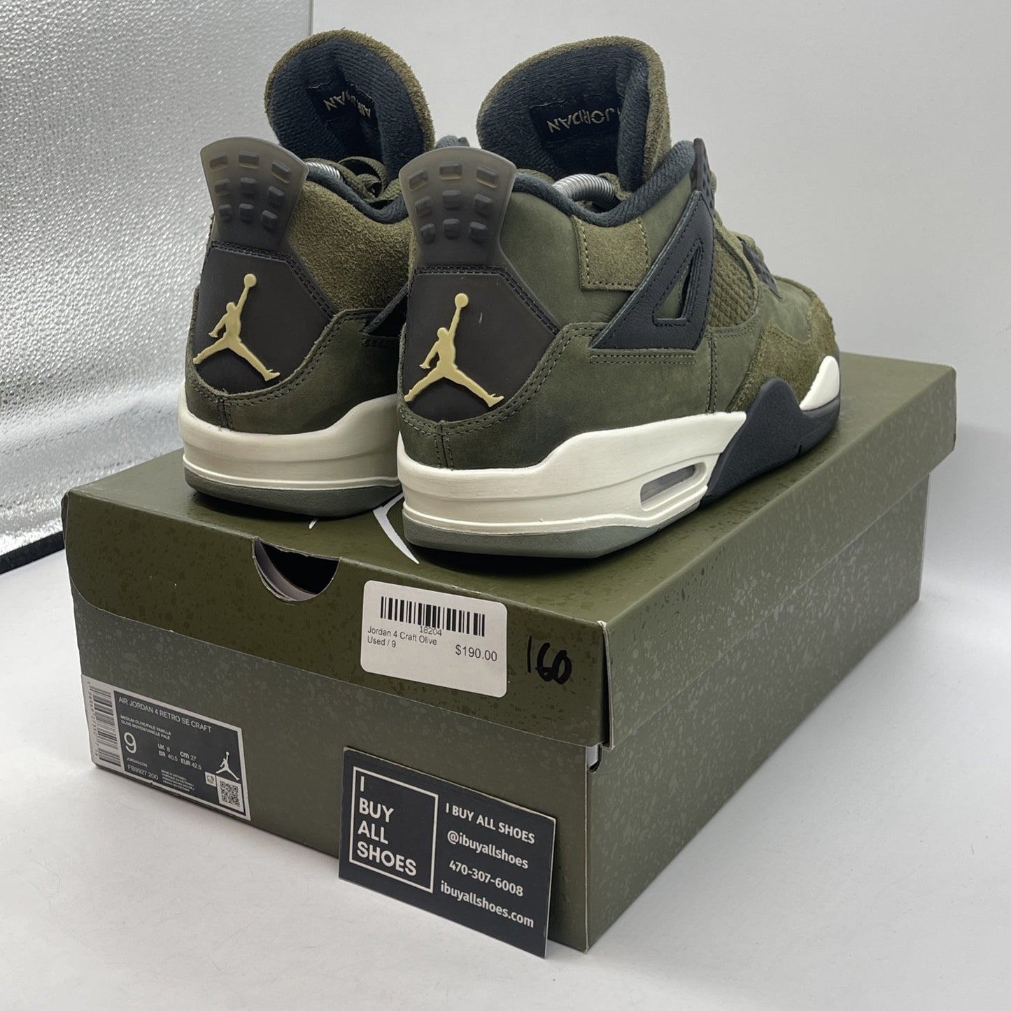 Size 9 - Jordan 4 SE Retro Low Craft Olive Black Leather Suede (FB9927-200)