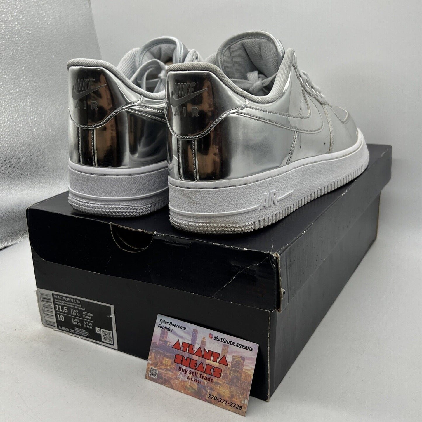 Size 11.5 - Nike Air Force 1 SP Liquid Metal - Chrome W White (CQ6566-001)