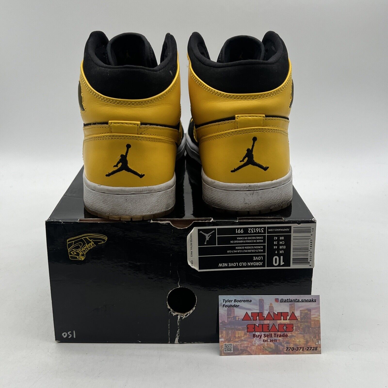 Size 10 - Air Jordan 1 Retro New Love Black Yellow (136085-072)