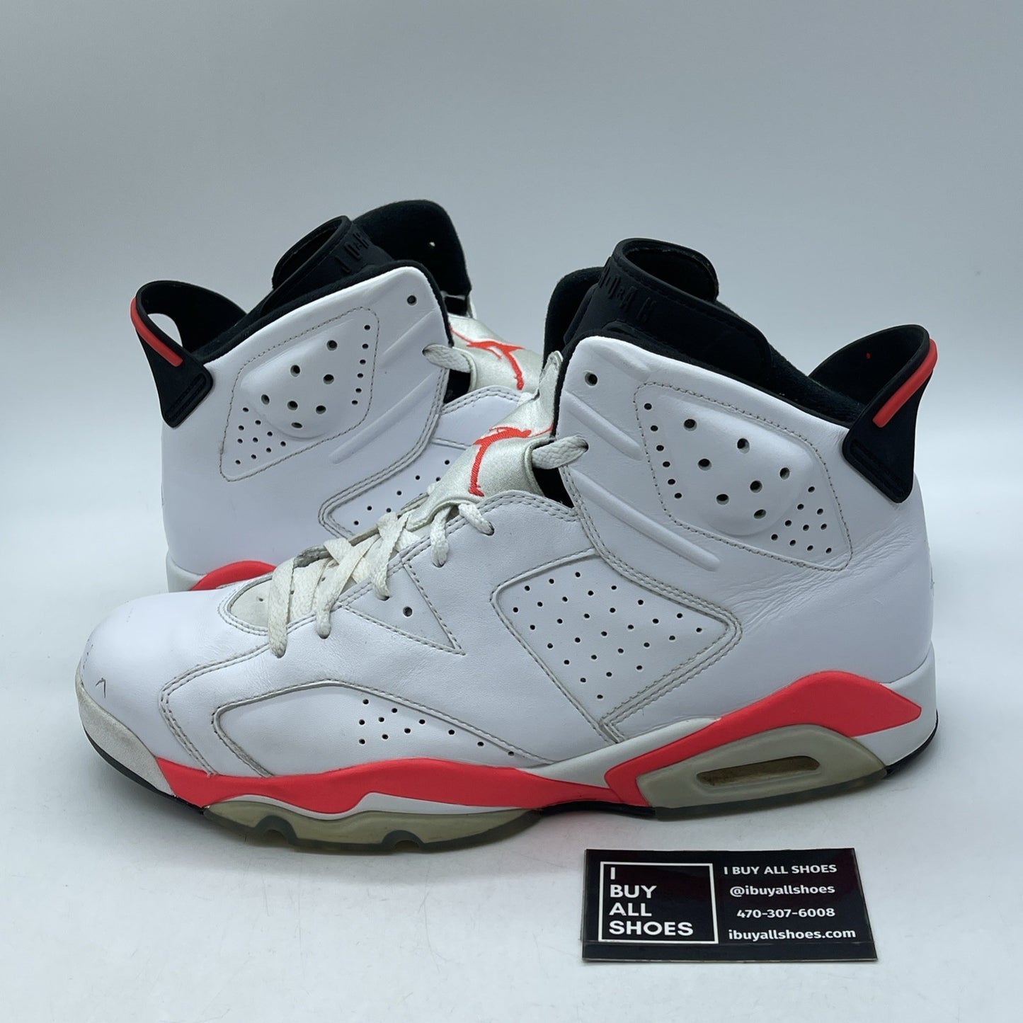 Size 12 - Air Jordan 6 Retro 2014 White Infrared Pink Leather (384664-123)
